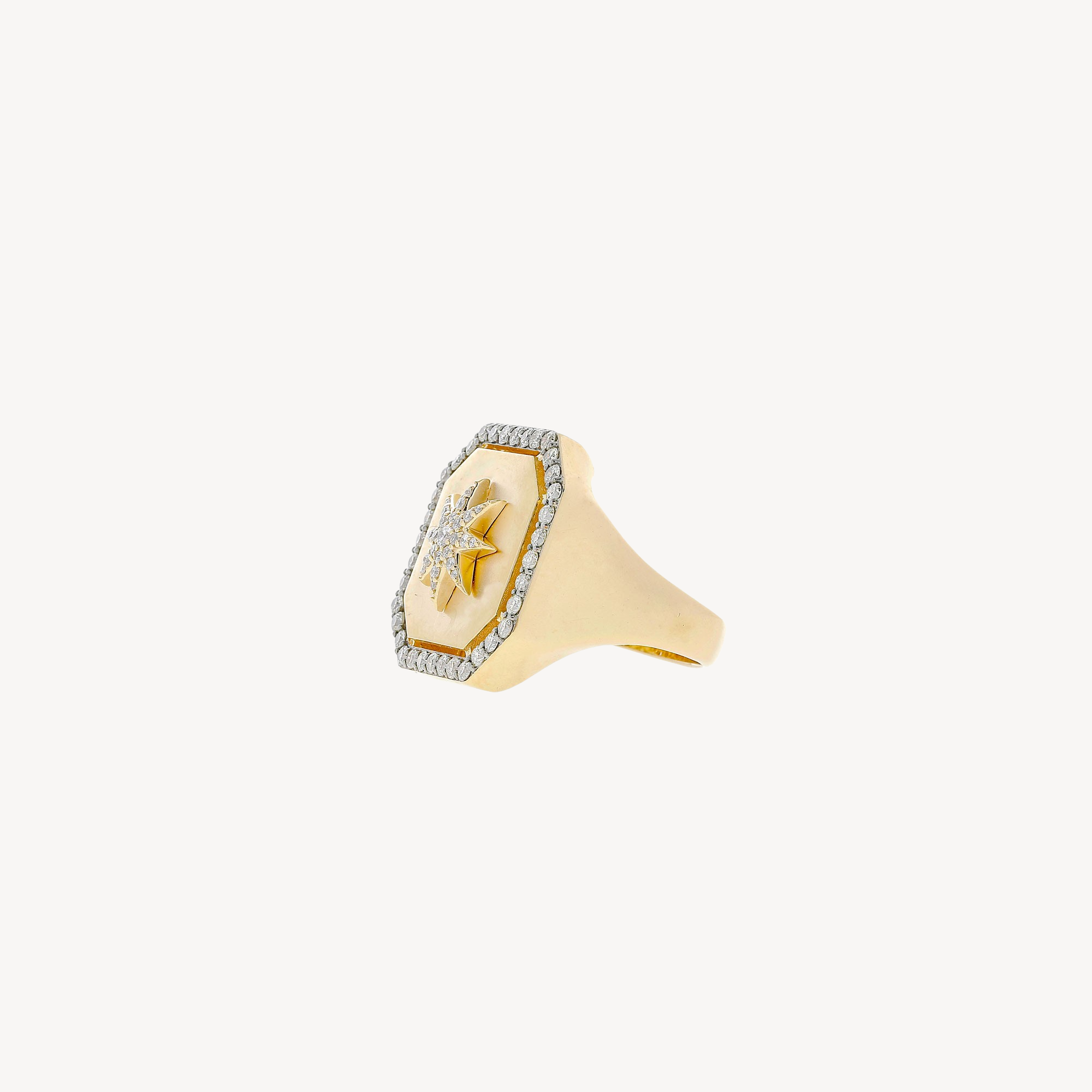 Star Square Large Diamond Ring Rose Gold