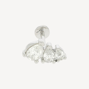 Piercing Stud 3 graduated pears white gold