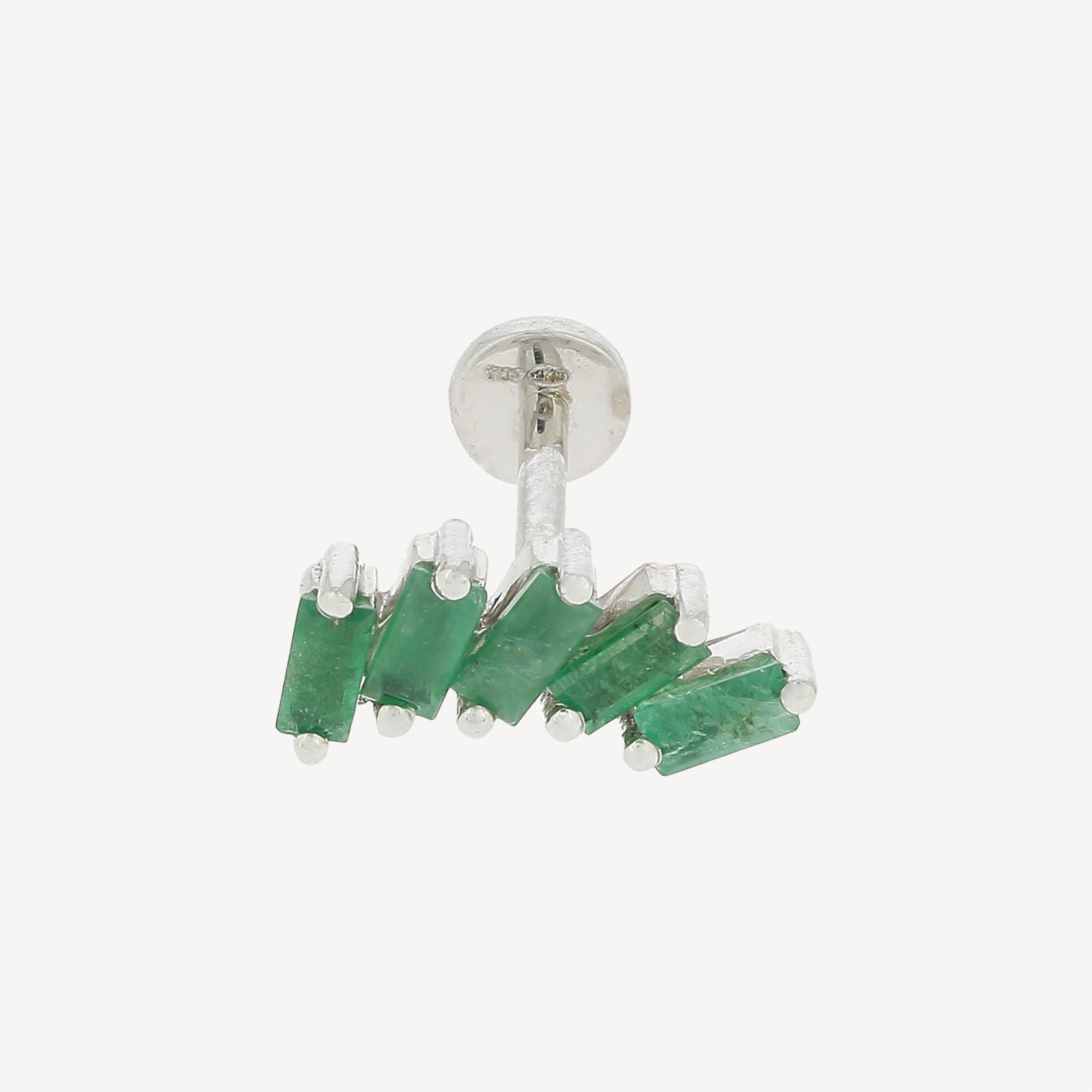 Piercing Stud 5 Baguettes Emerald White Gold