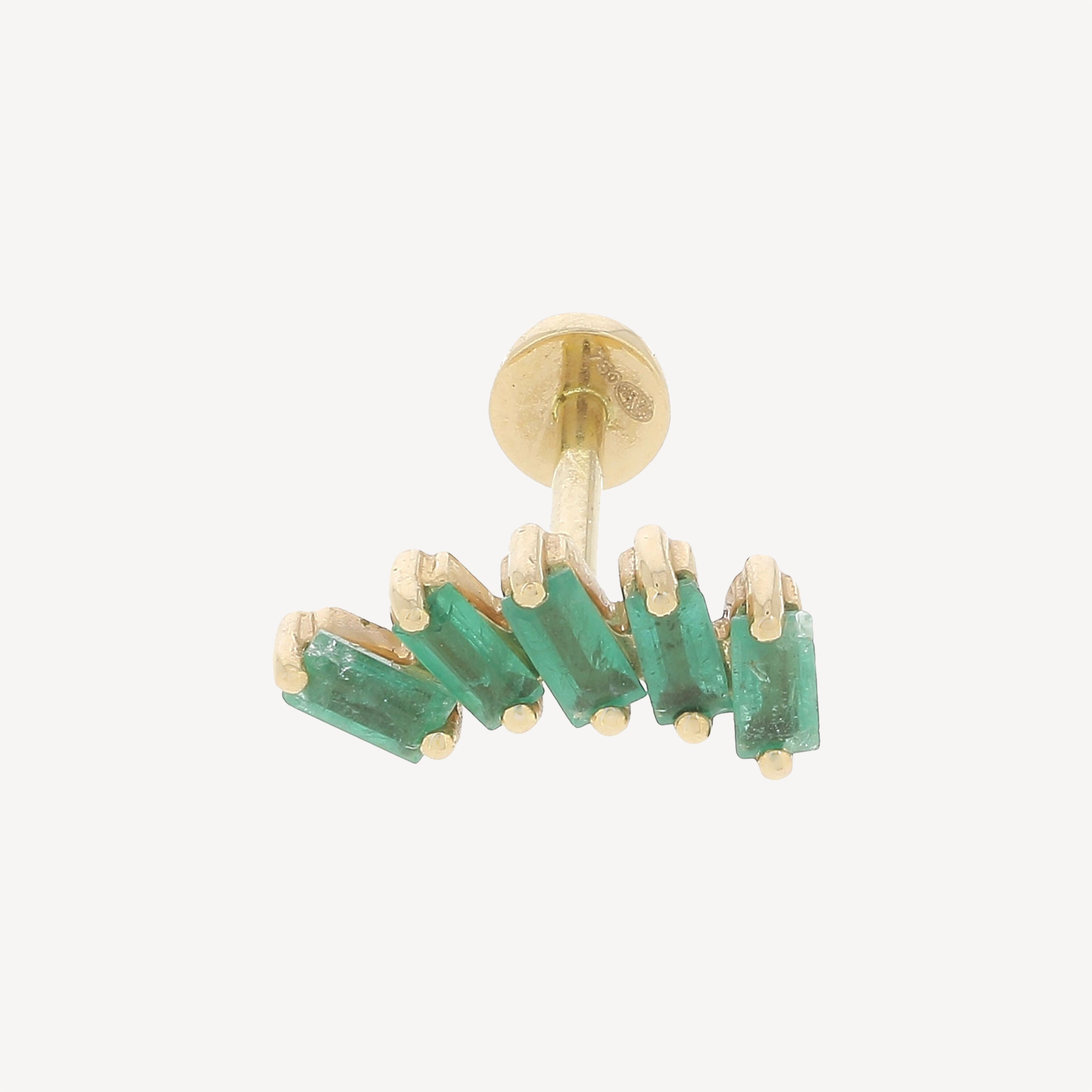 Piercing Stud 5 Baguettes Emerald Rose Gold