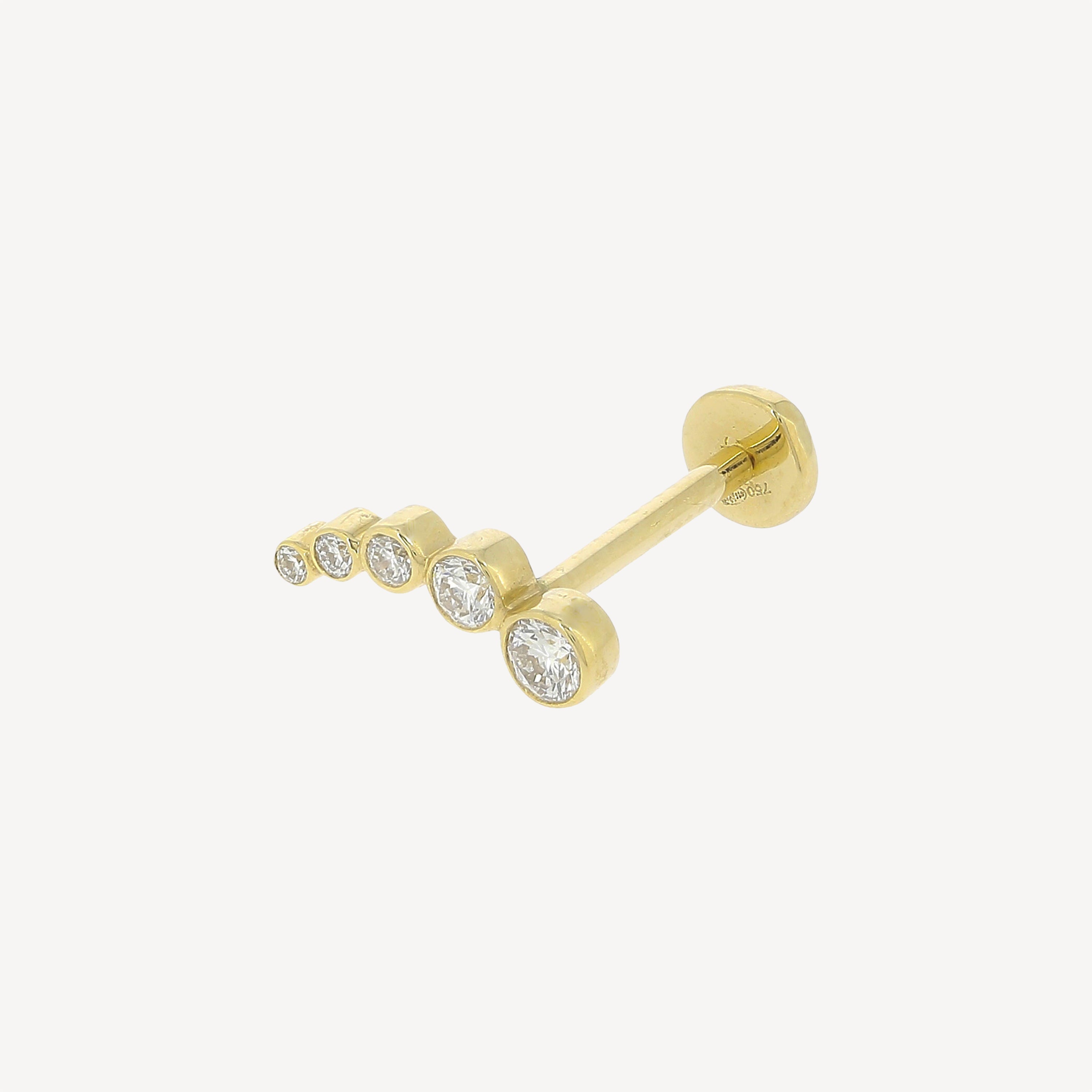 Piercing Stud 5 Diamonds Yellow Gold