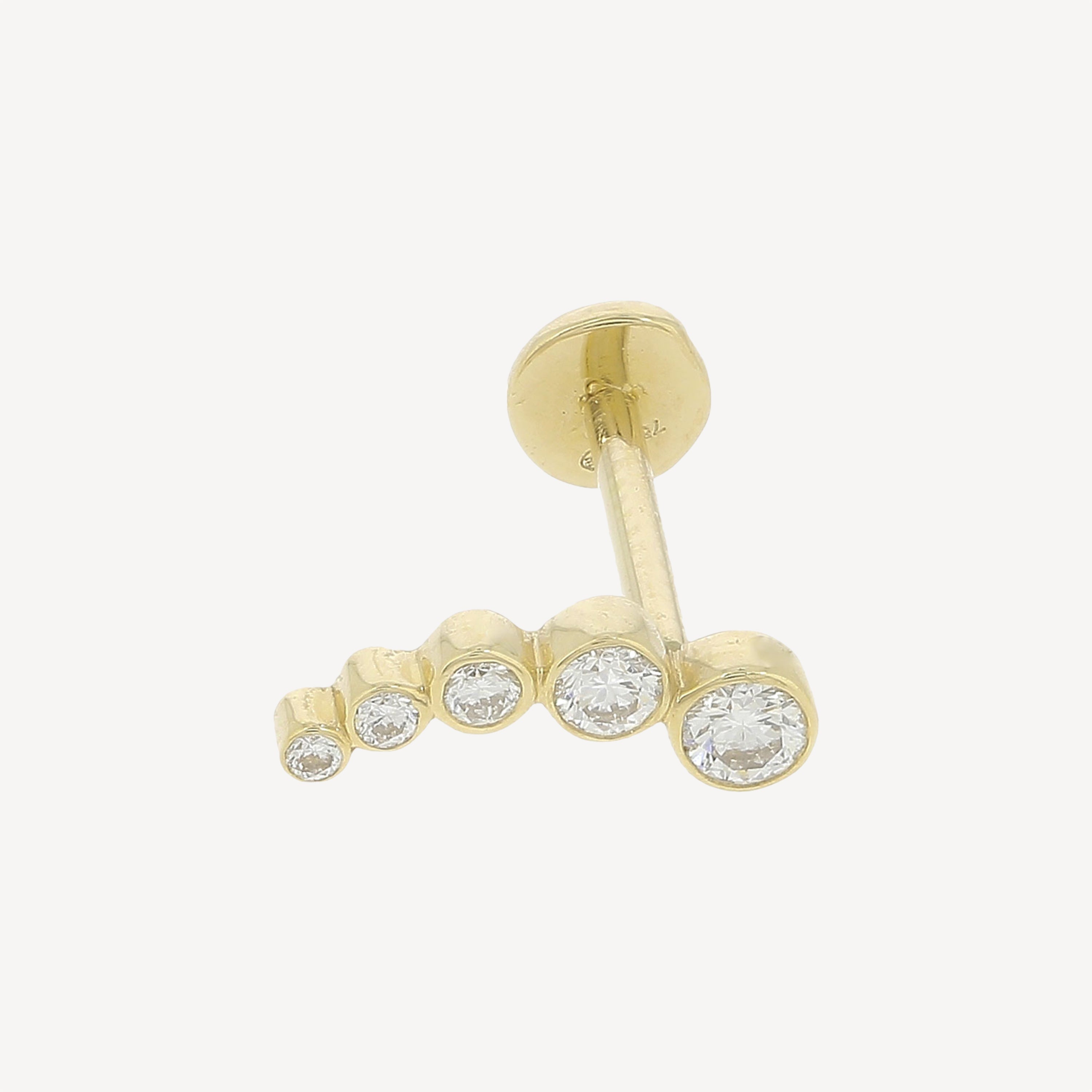 Piercing Stud 5 Diamonds Yellow Gold