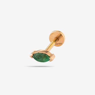 Piercing Stud Rose Gold  Emerald Marquise 4.5x2mm