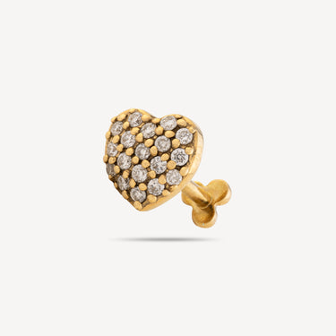 Stud Piercing Heart Diamond Yellow Gold