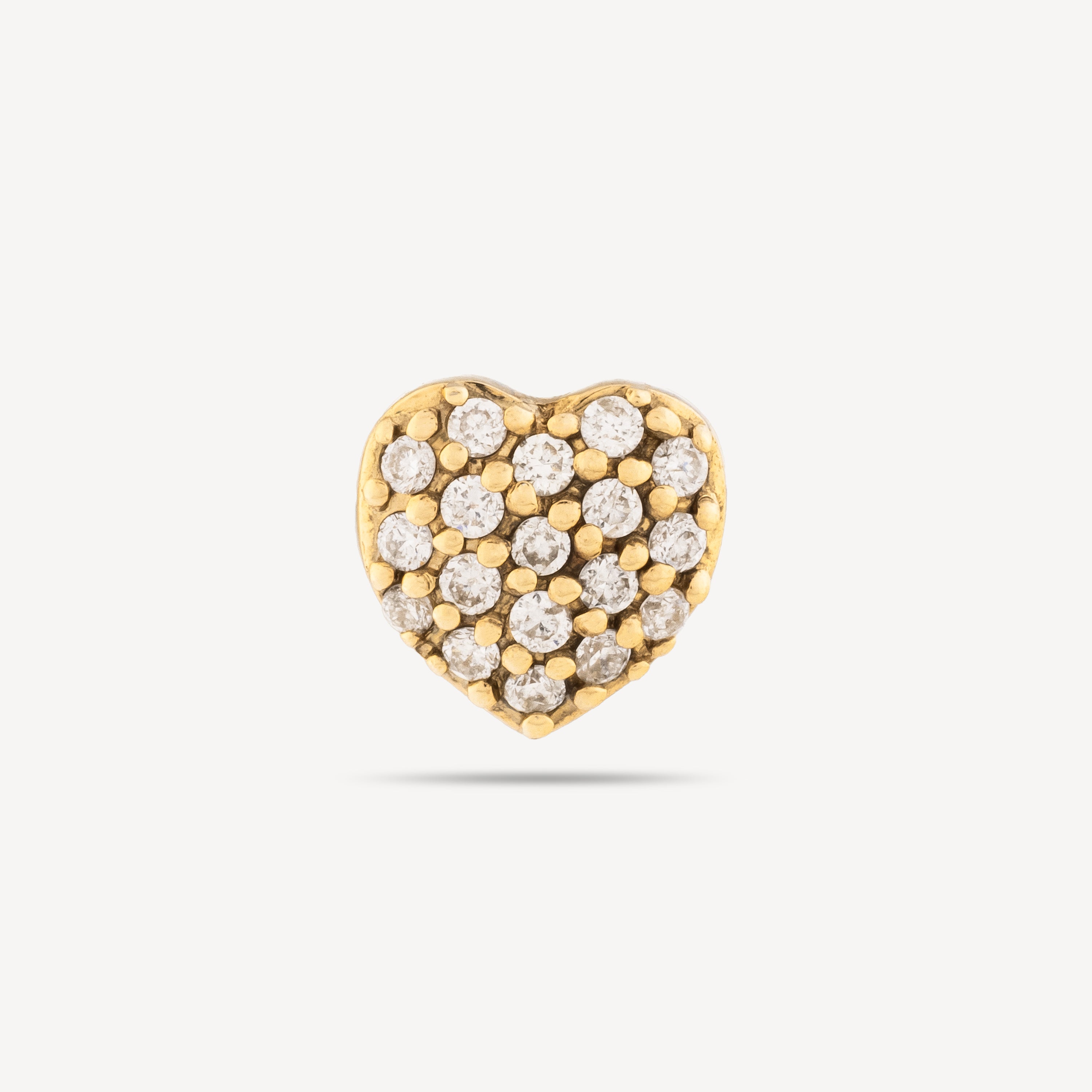 Stud Piercing Heart Diamond Yellow Gold