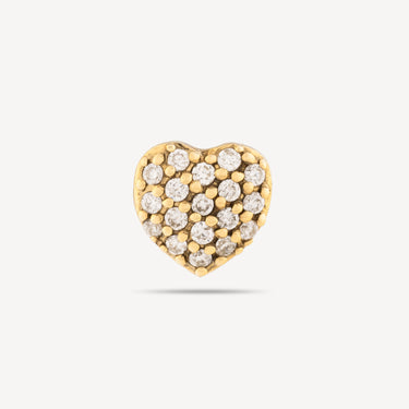 Stud Piercing Heart Diamond Yellow Gold