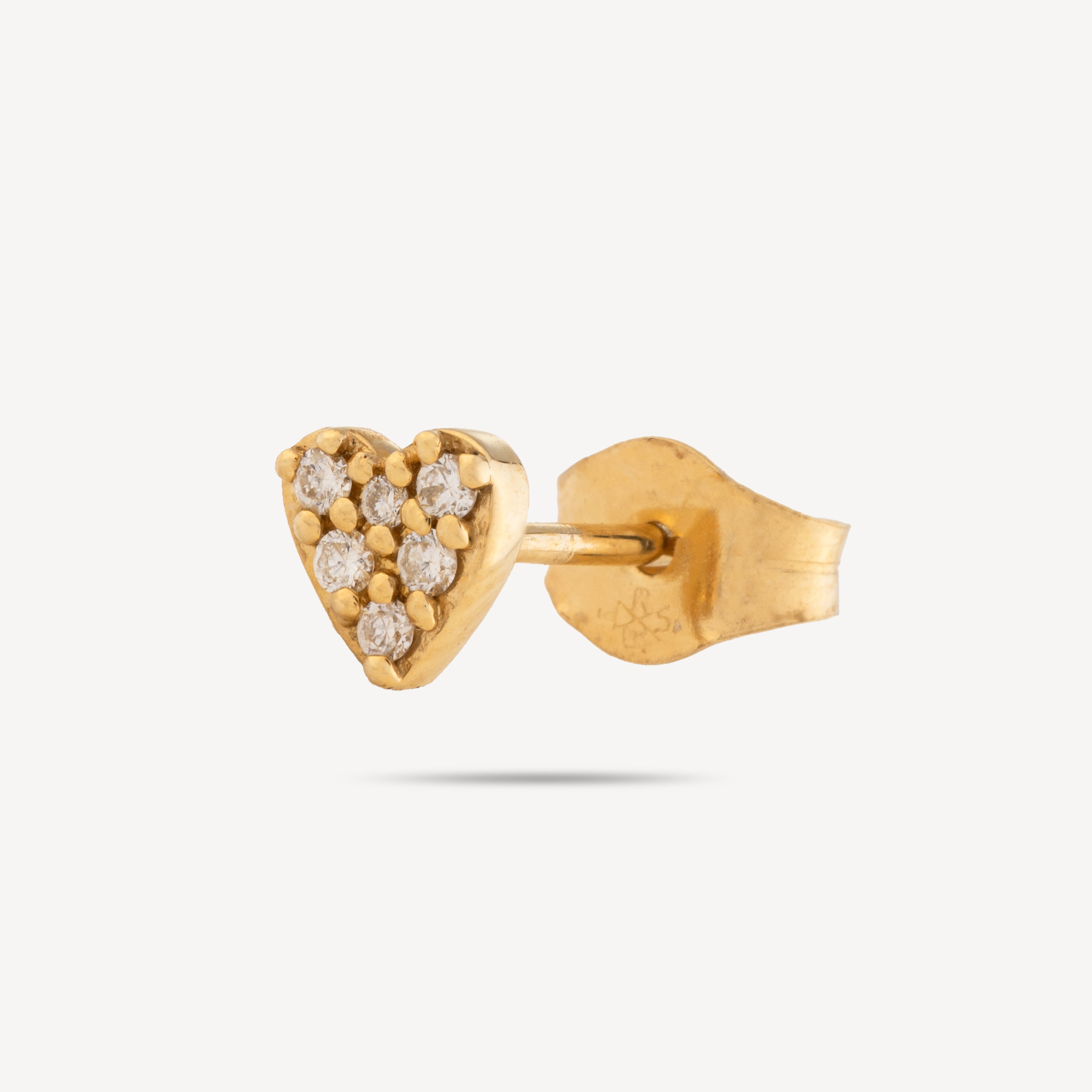 Stud Heart Diamond Yellow Gold