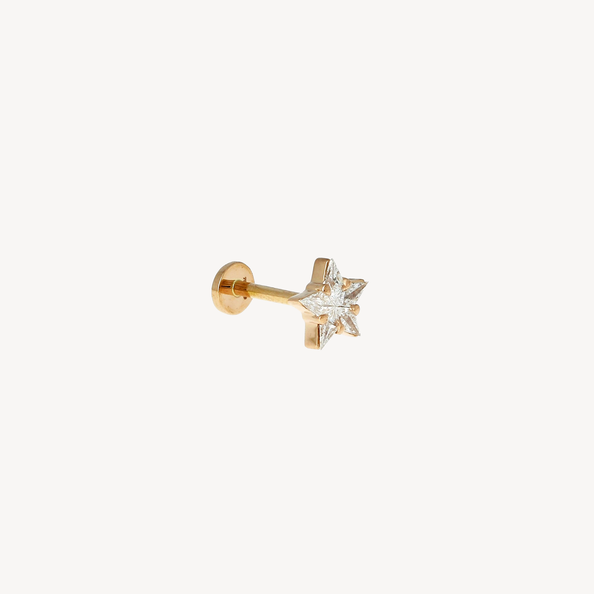 Piercing Stud Composite Star Diamonds Rose Gold