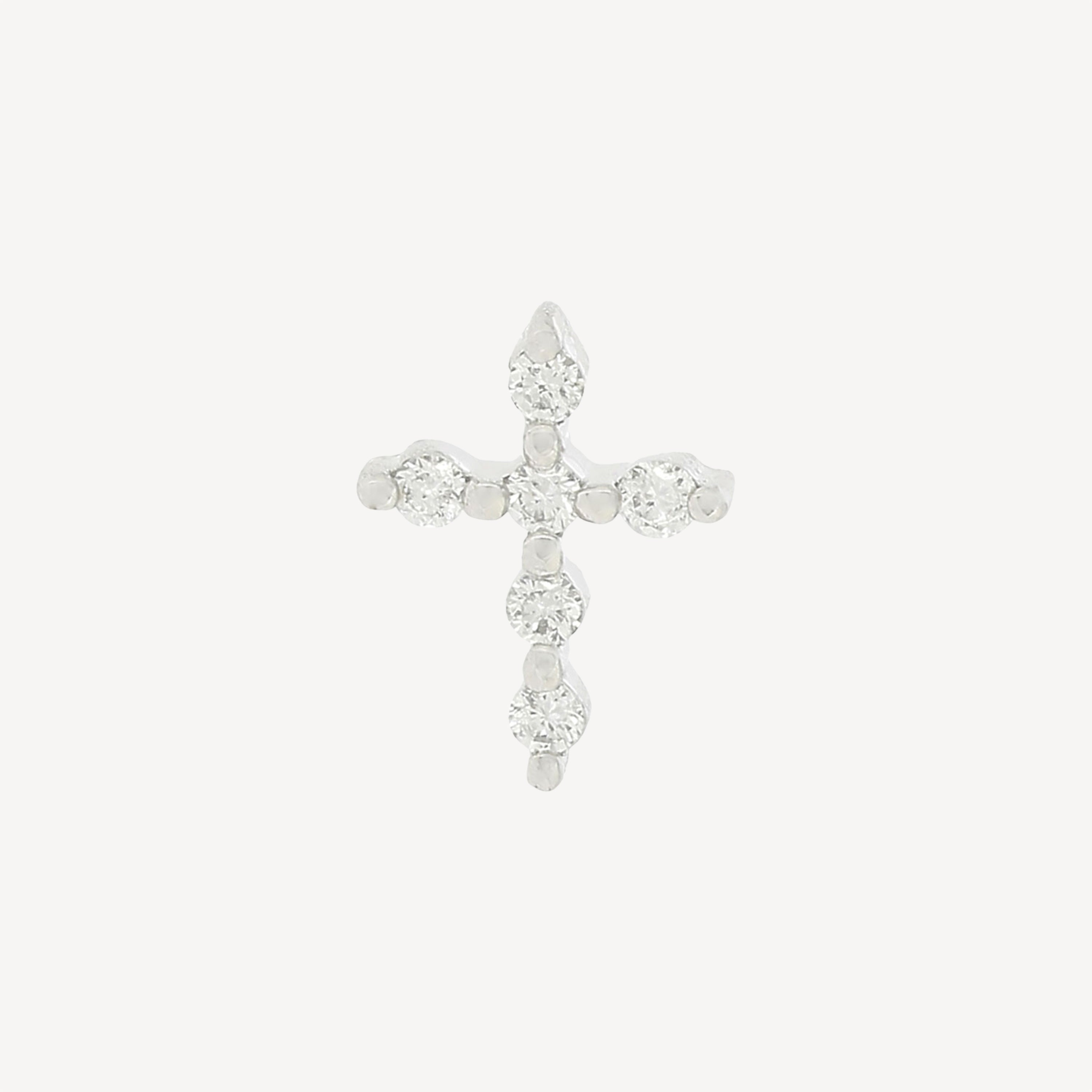 Piercing Stud Cross 6 Diamonds White Gold