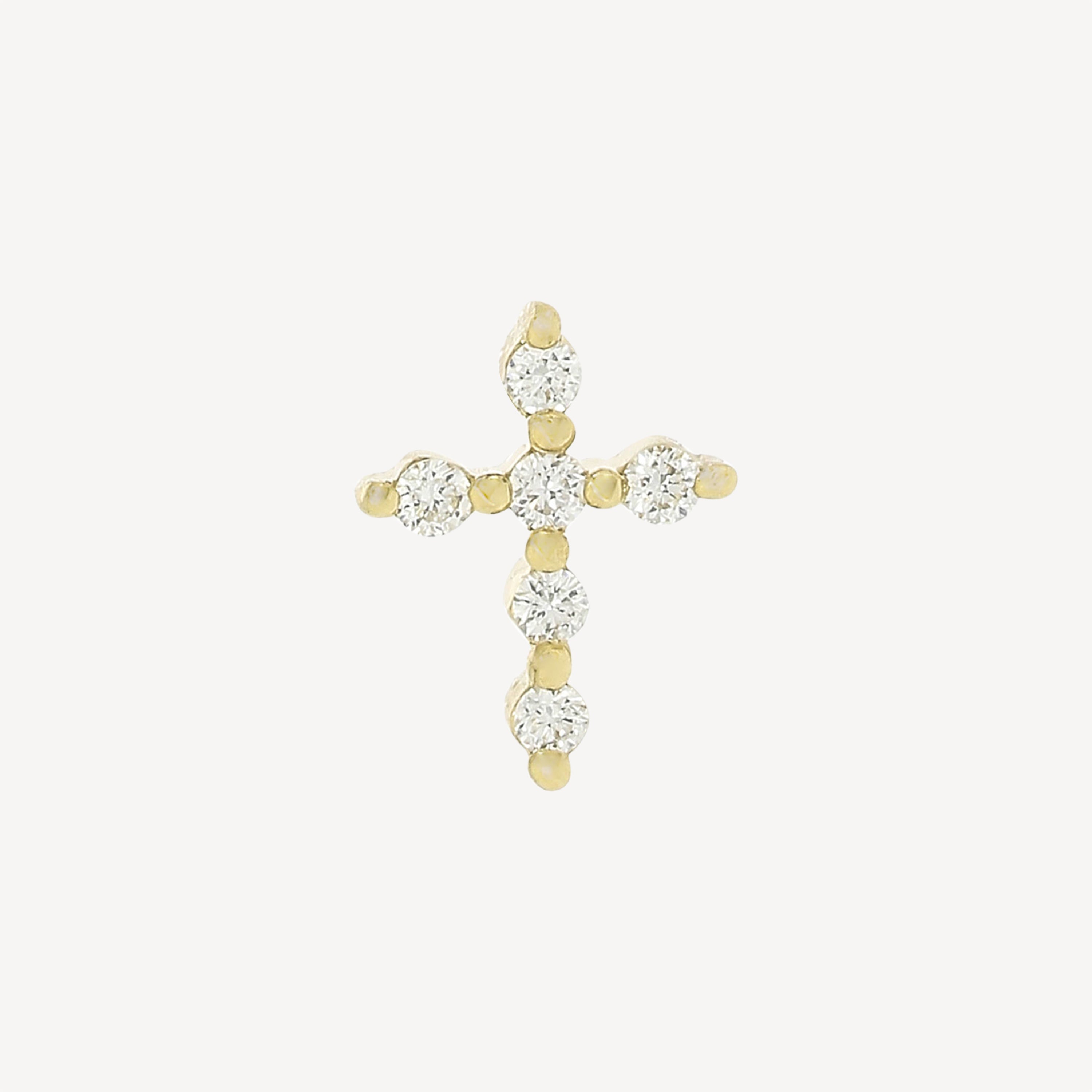 Piercing Stud Cross 6 Diamonds Yellow Gold