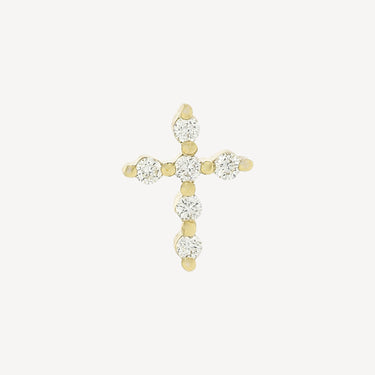 Piercing Stud Cross 6 Diamonds Yellow Gold