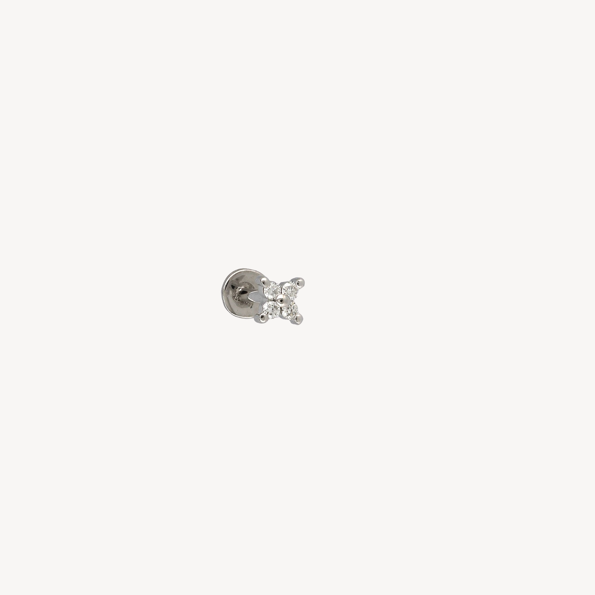 Piercing Stud Etoile 4 Diamants Or Blanc