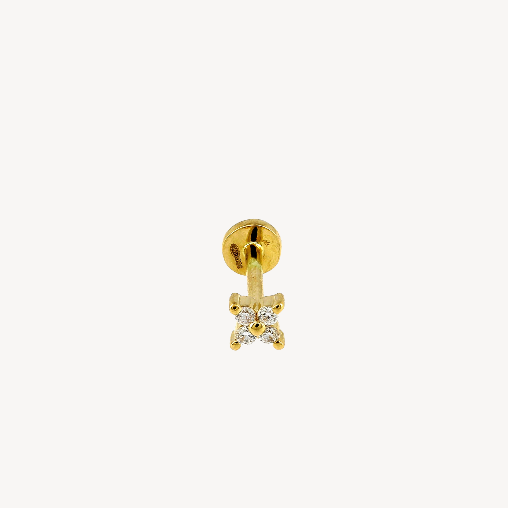 Piercing Stud Etoile 4 Diamants Or Jaune