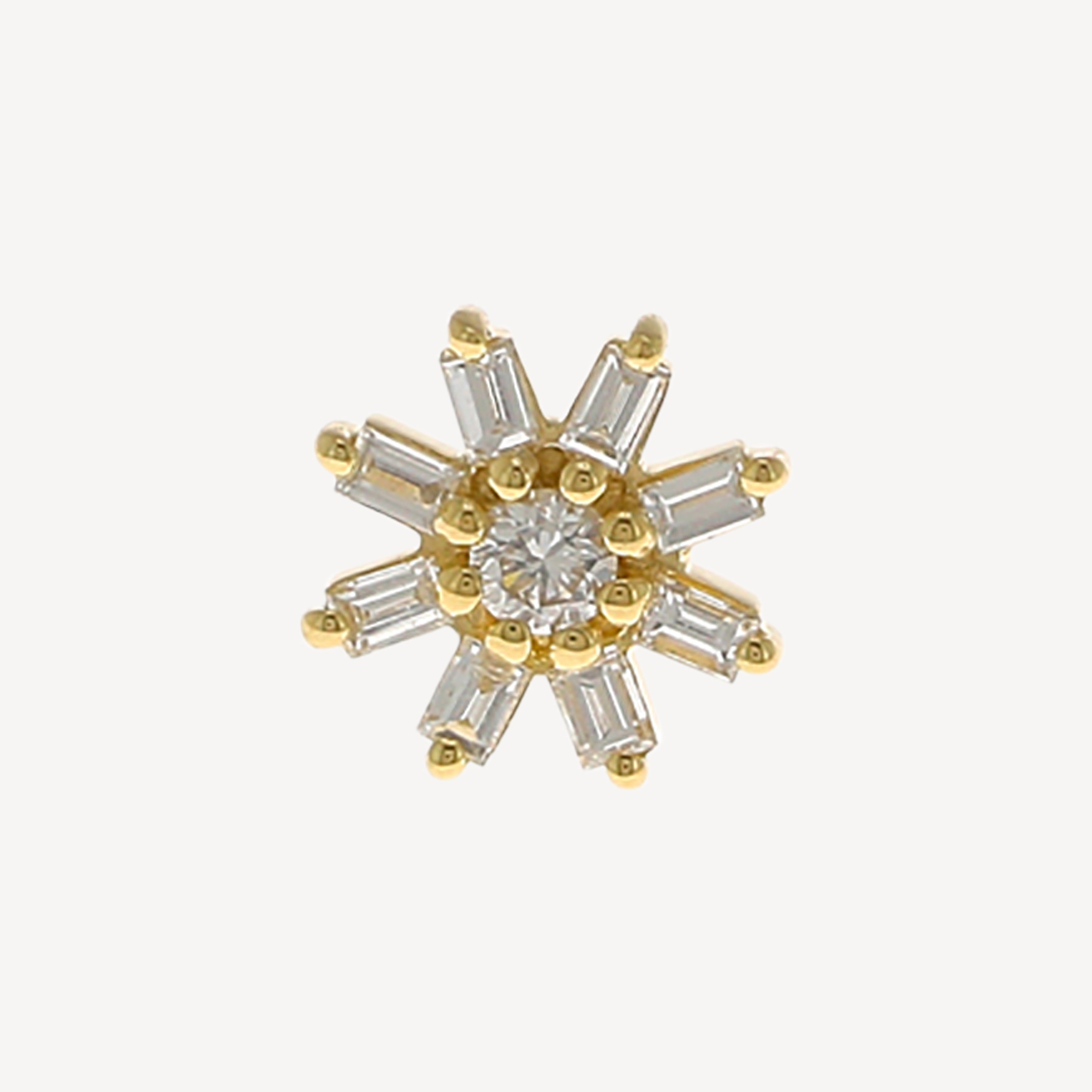 Piercing Stud Flower Baguettes Yellow Gold