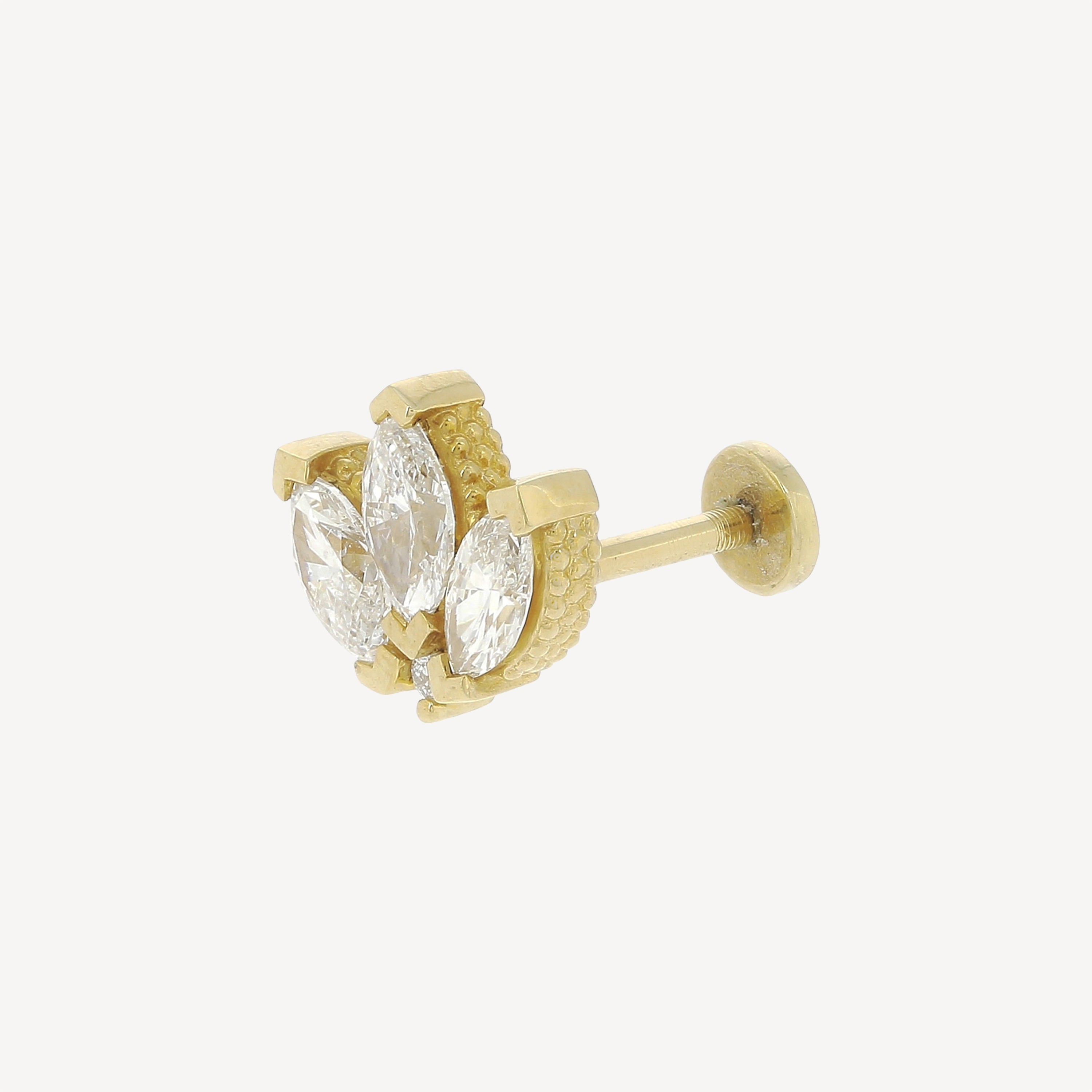 Piercing Stud Flower Marquise Yellow Gold