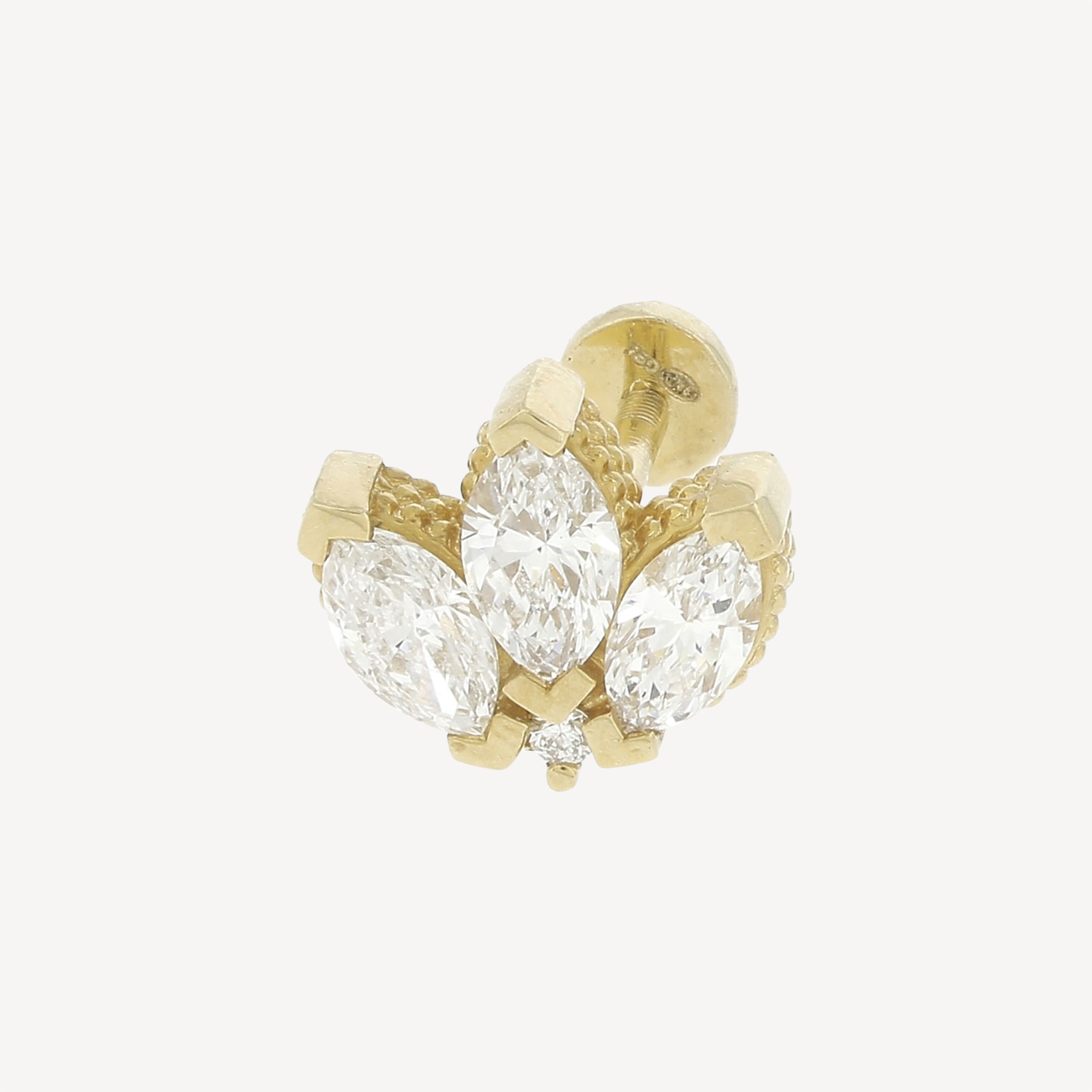 Piercing Stud Flower Marquise Yellow Gold