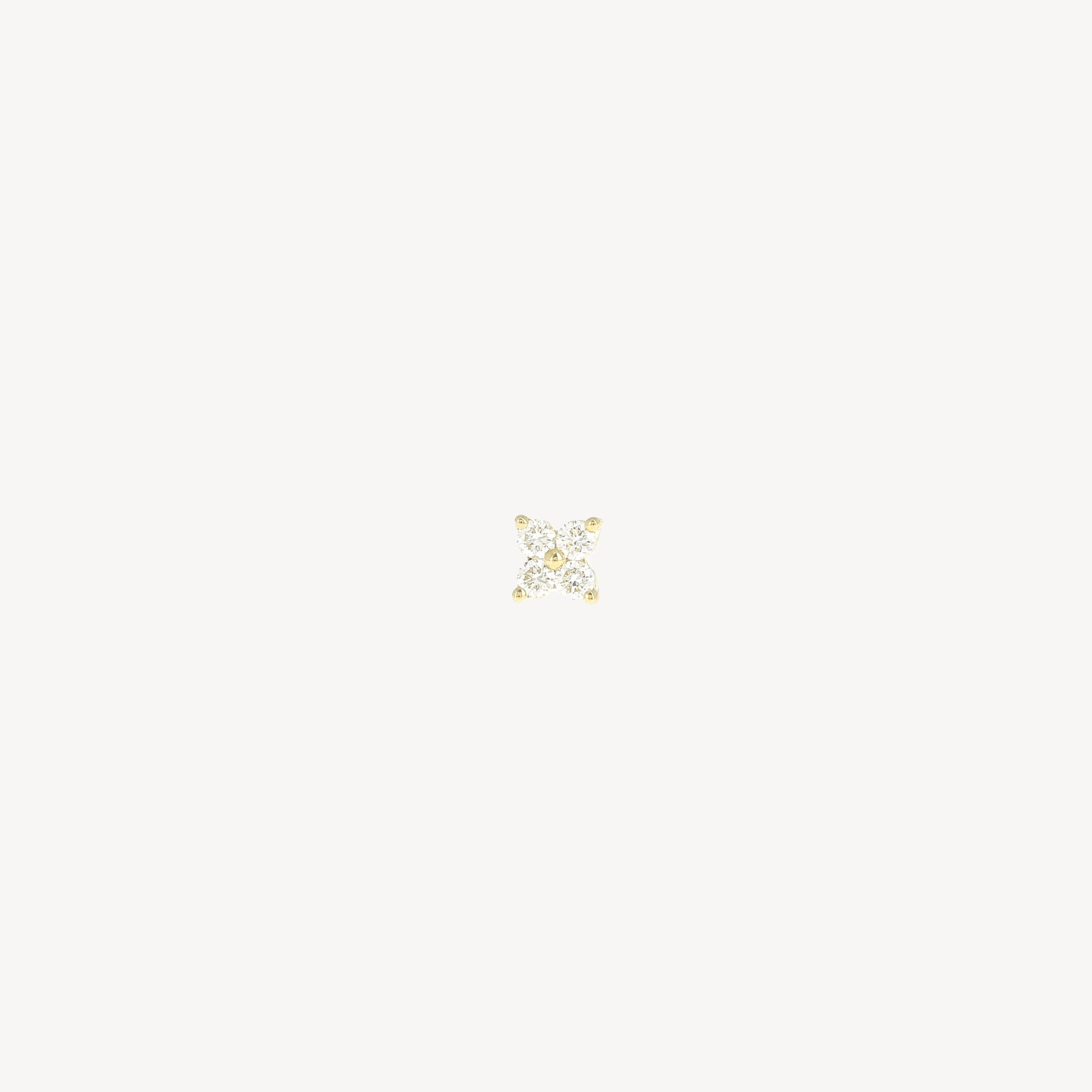 Piercing Stud Large Star 4 Diamonds Yellow Gold