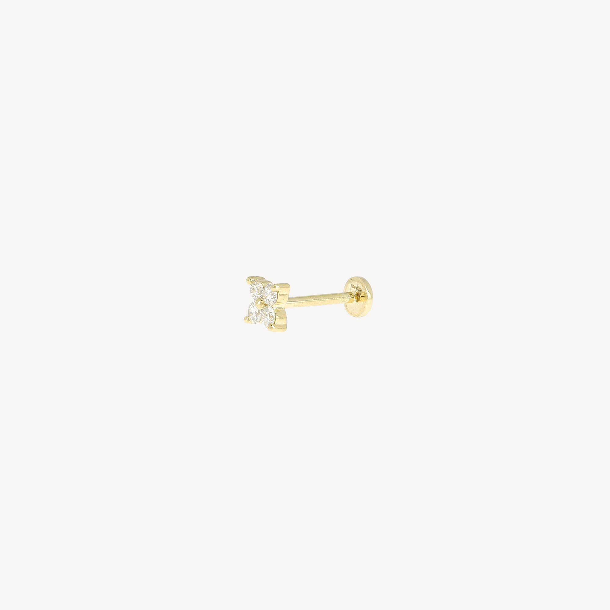 Piercing Stud Large Star 4 Diamonds Yellow Gold