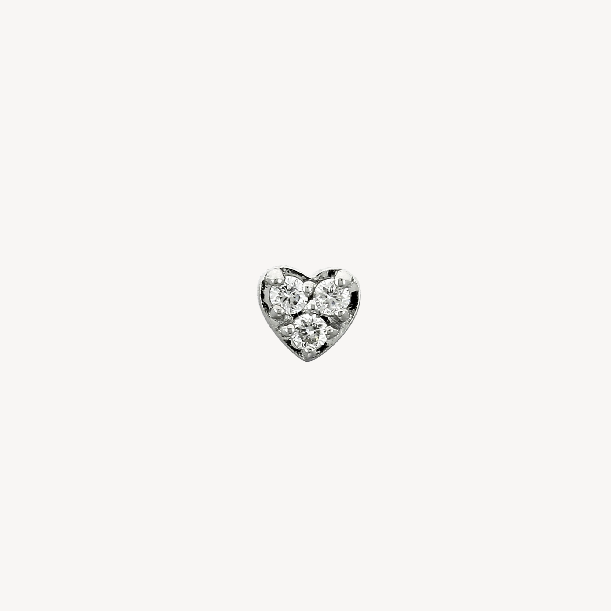 Piercing Stud Mini Heart Pavé White Gold