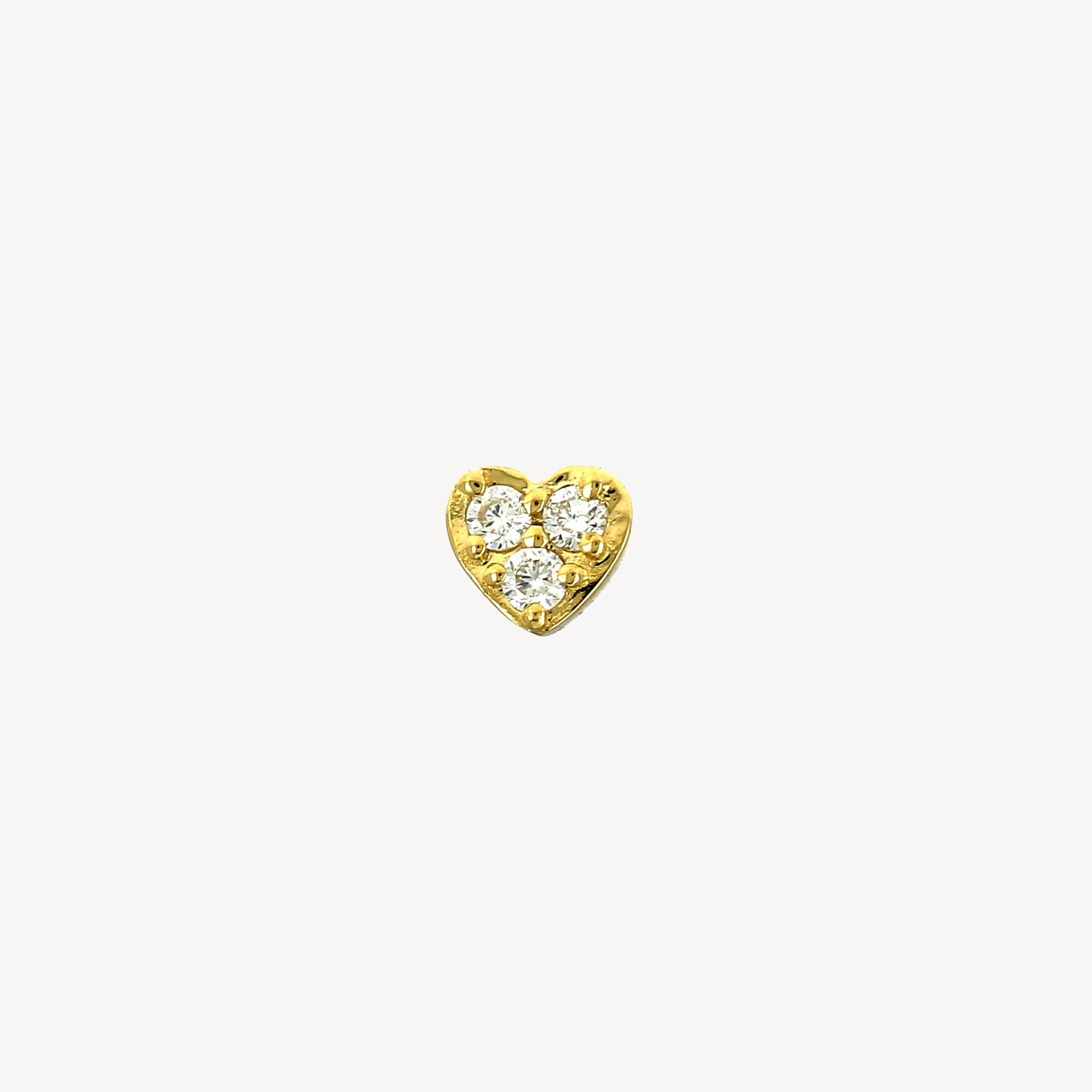 Piercing Stud Mini Heart Pavé Yellow Gold