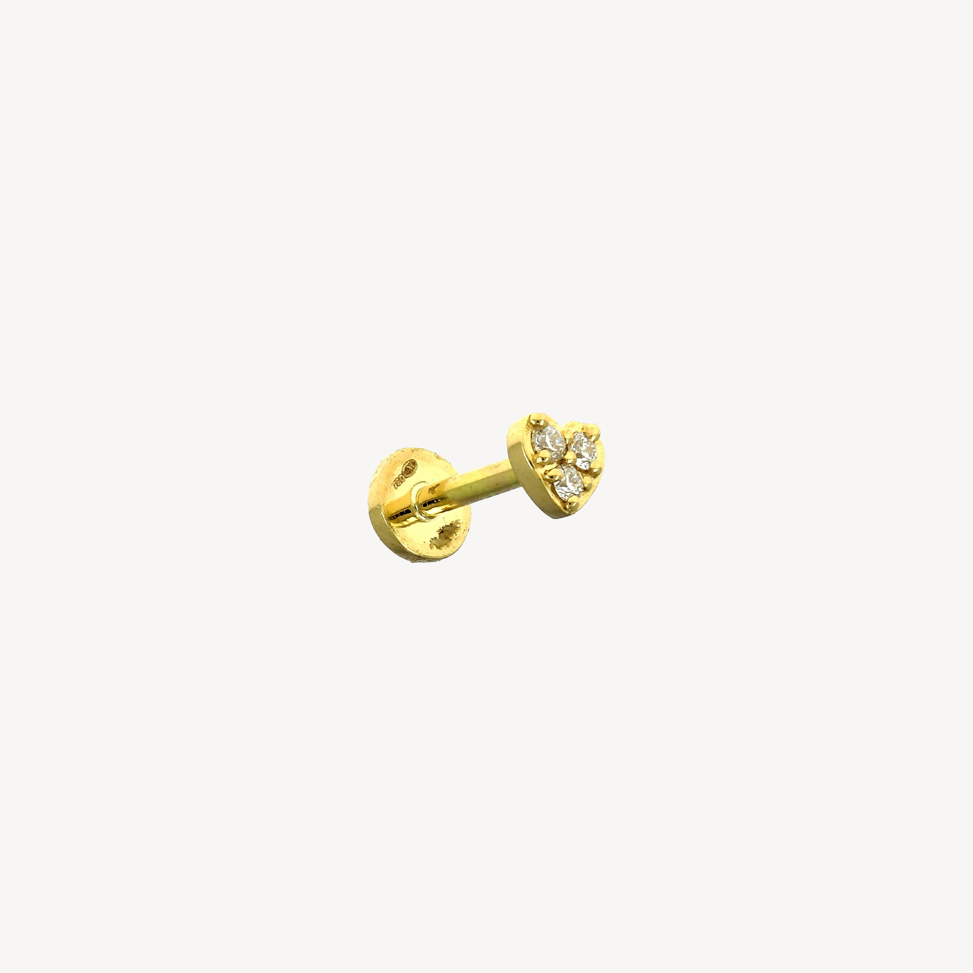 Piercing Stud Mini Heart Pavé Yellow Gold