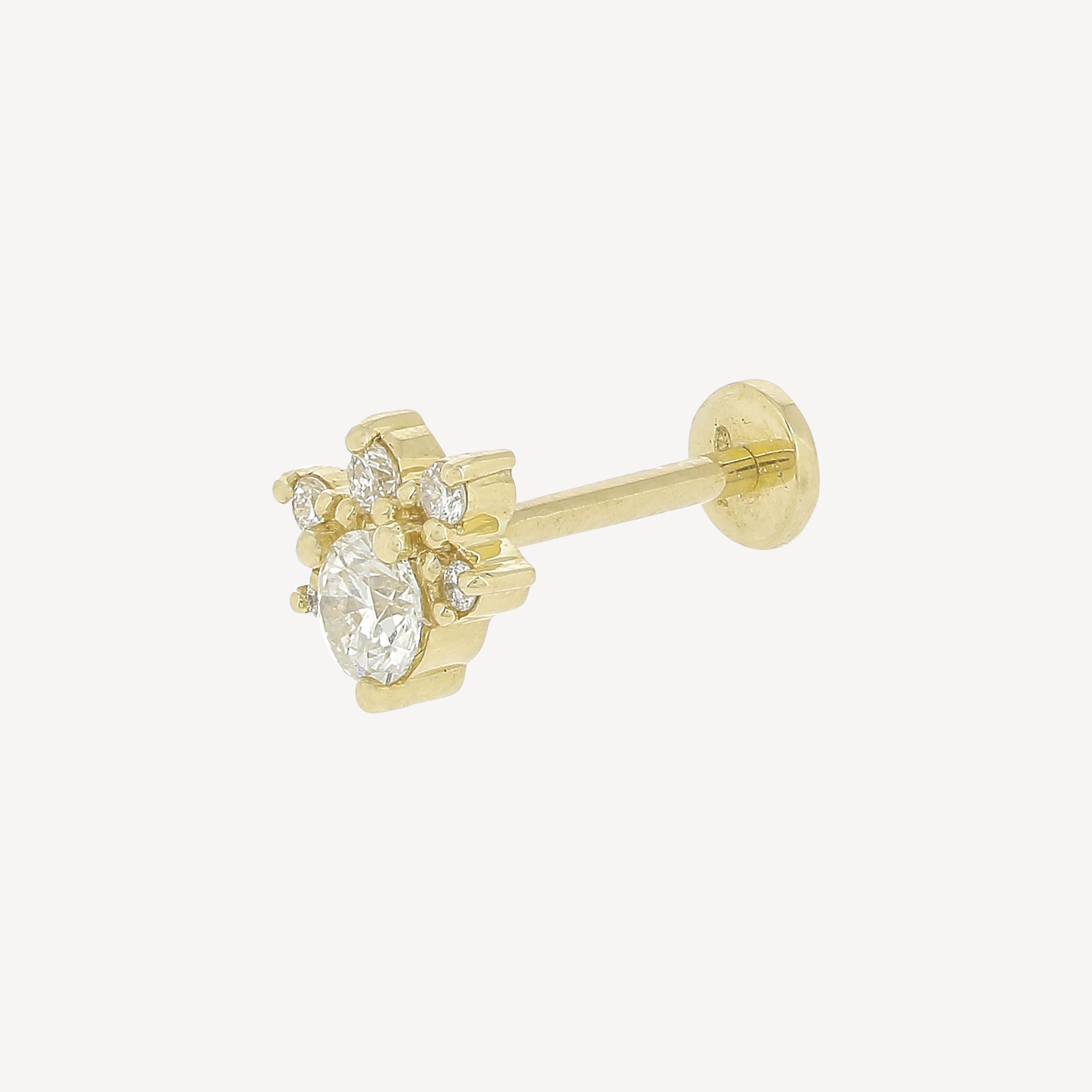 Piercing Stud Eye Center Diamonds Yellow Gold