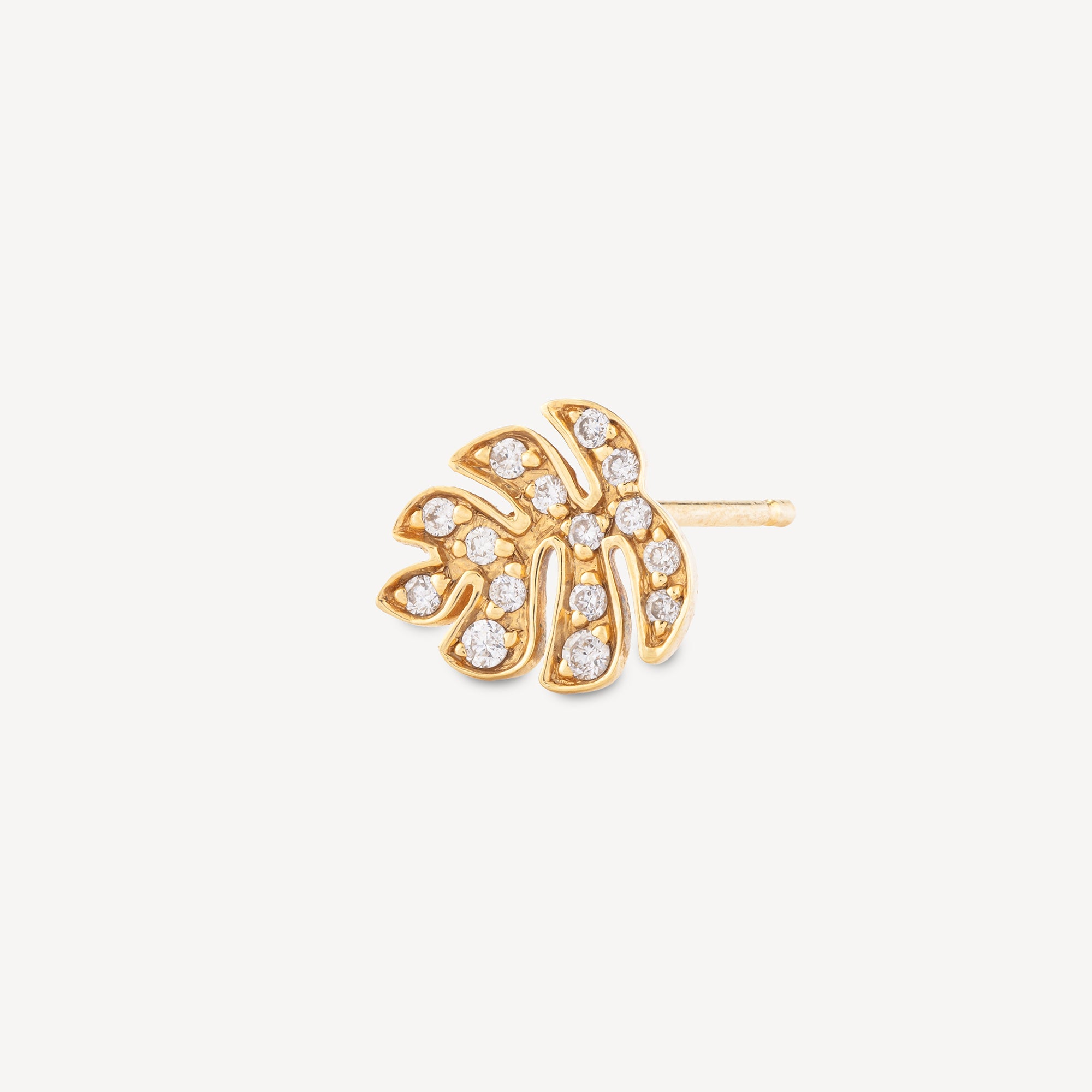 Stud Palm Tree Yellow Gold Diamonds