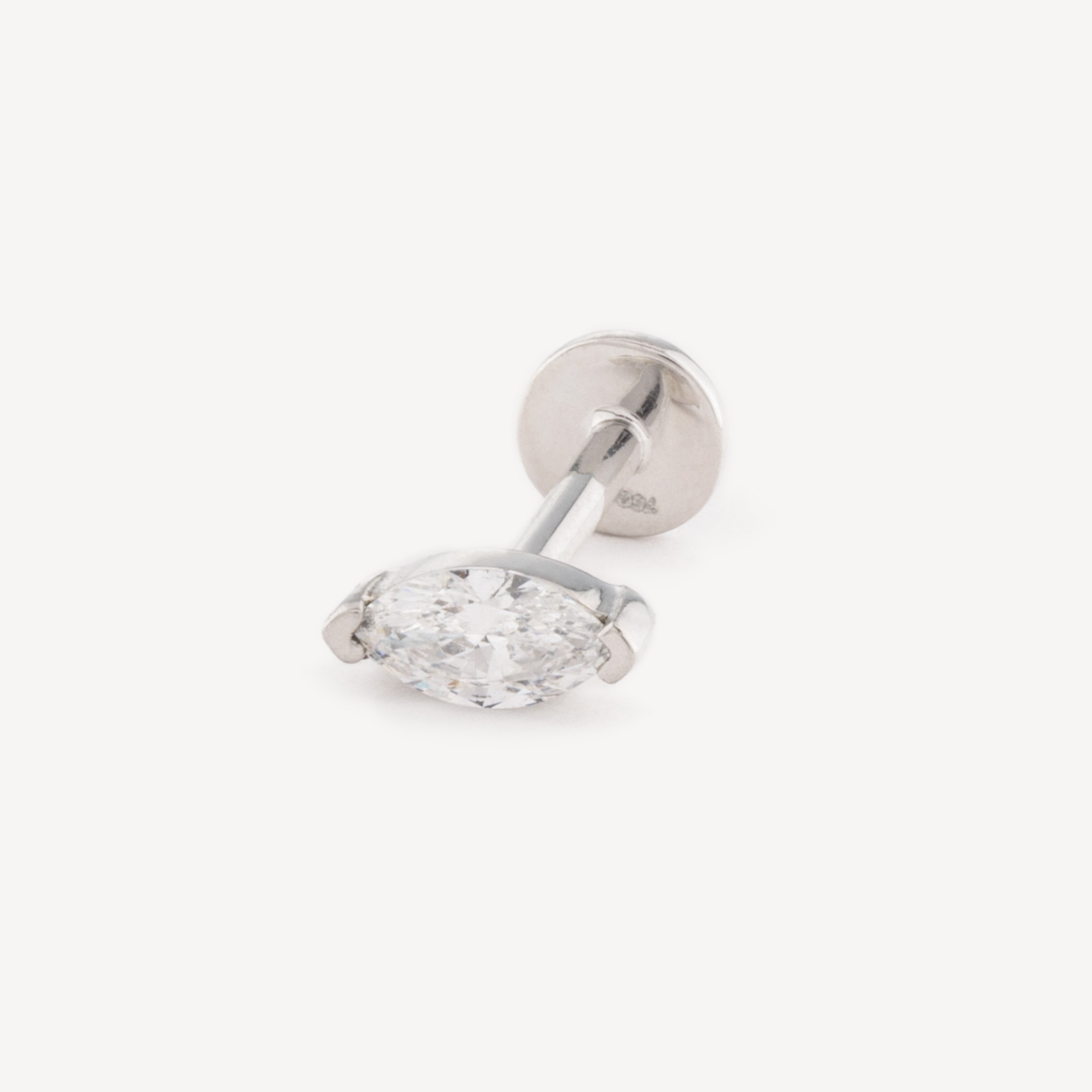 Piercing Stud White Gold Marquise 4.5x2.5mm