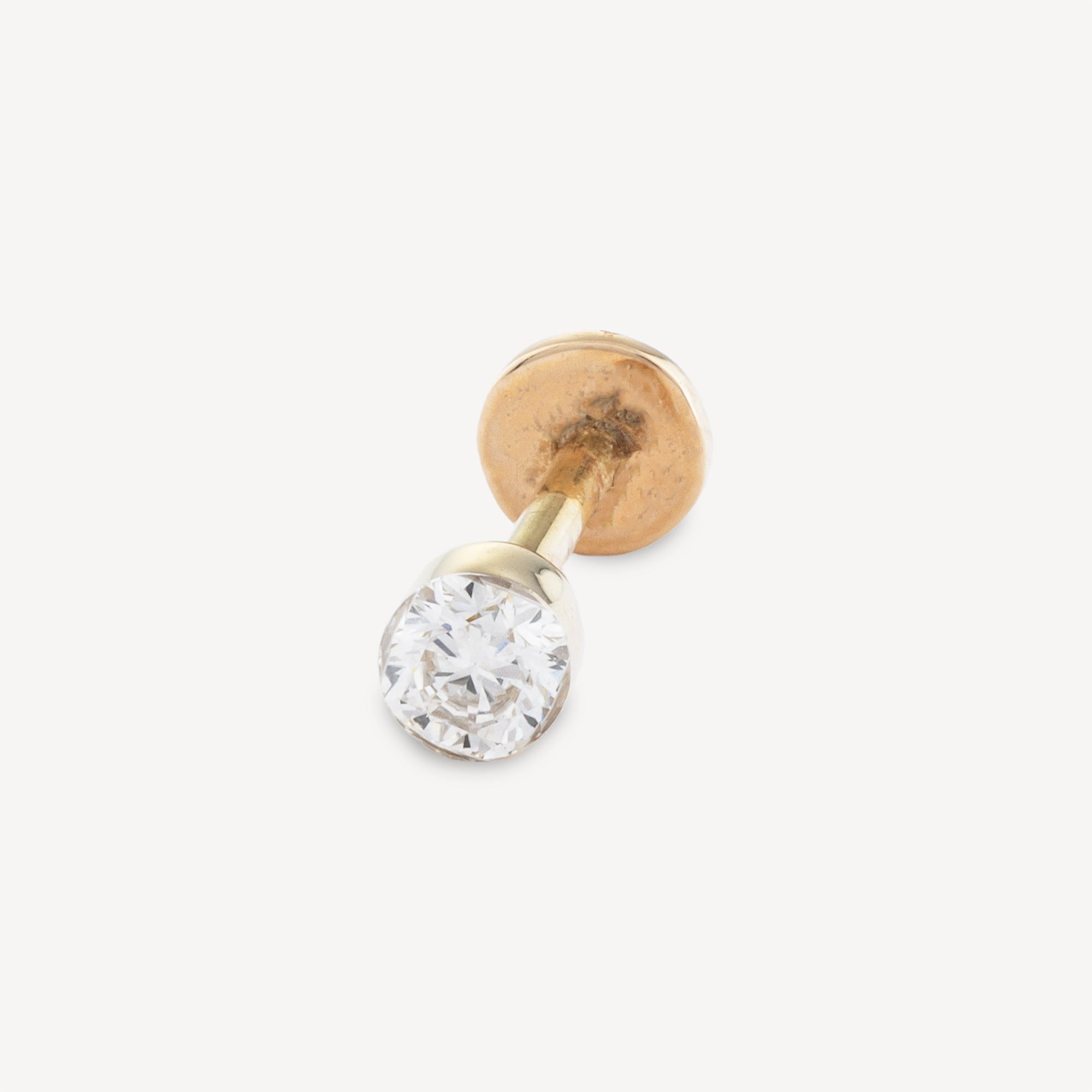 Piercing Stud Yellow Gold Diamond 3mm Invisible Setting