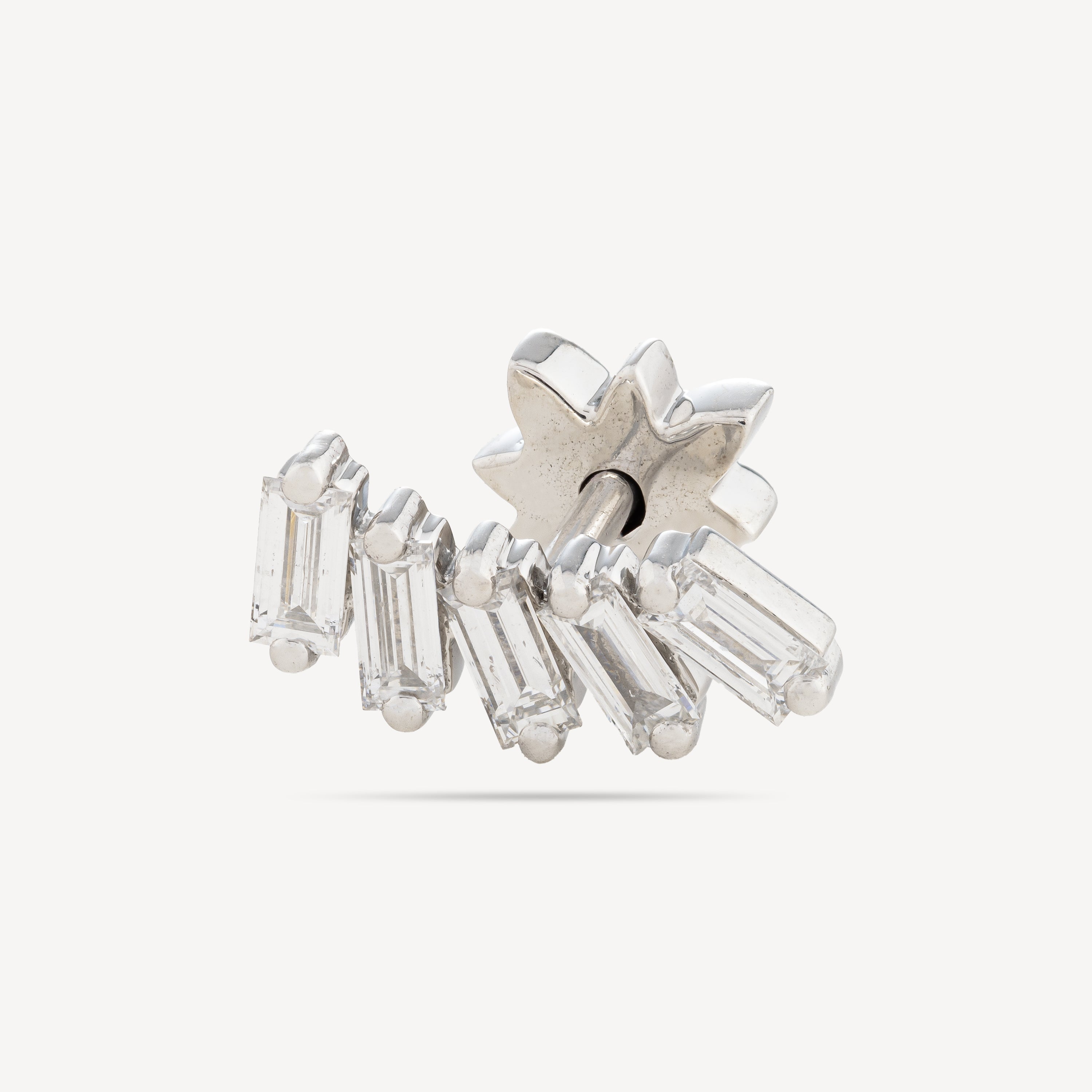 Piercing Stud White Gold 5 Baguette Diamond