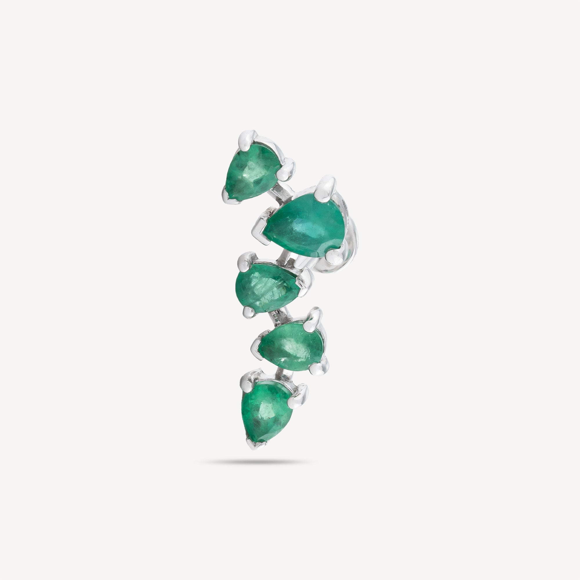 Piercing Stud White Gold 5 Pear Emerald