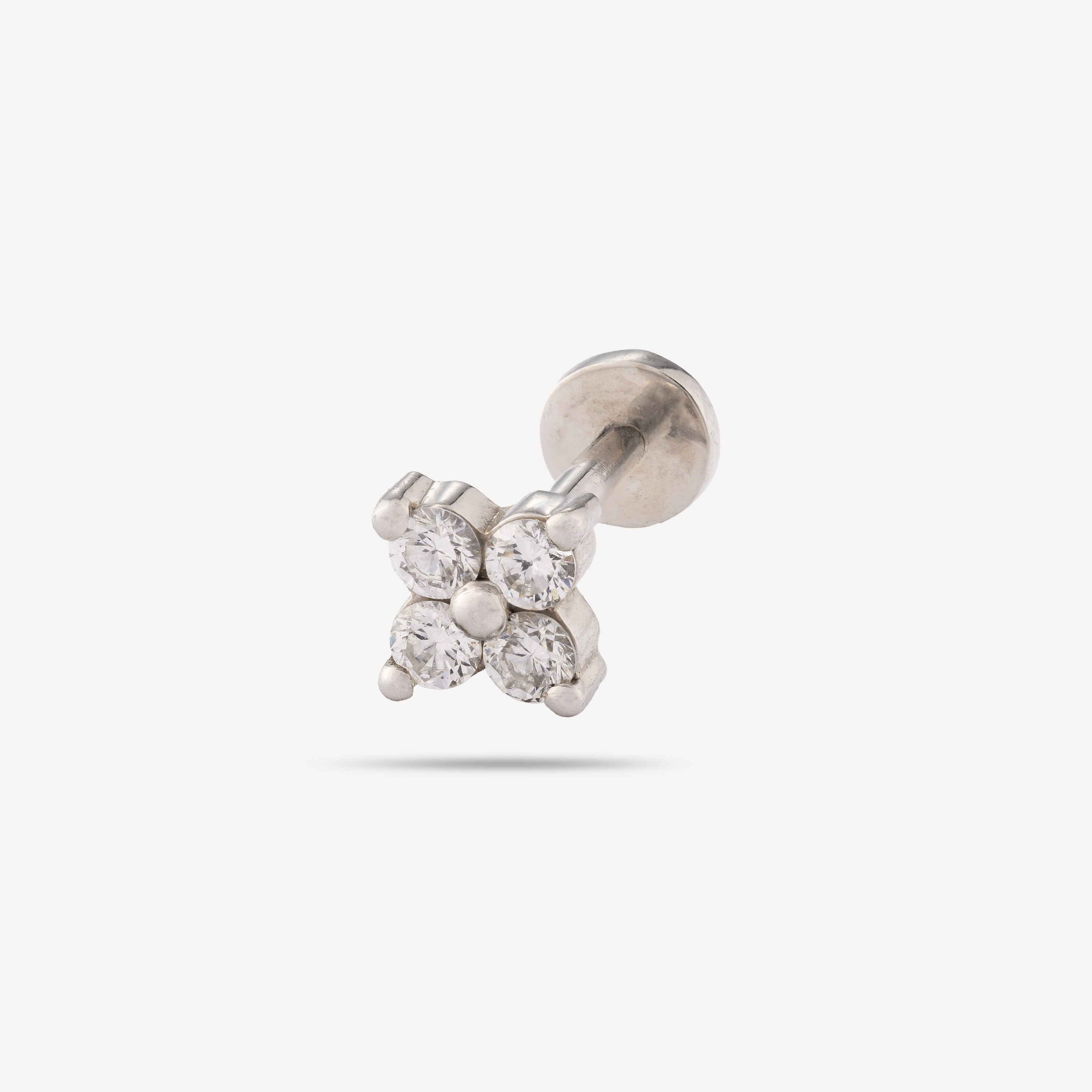 Piercing Stud White Gold Star 4 Diamonds