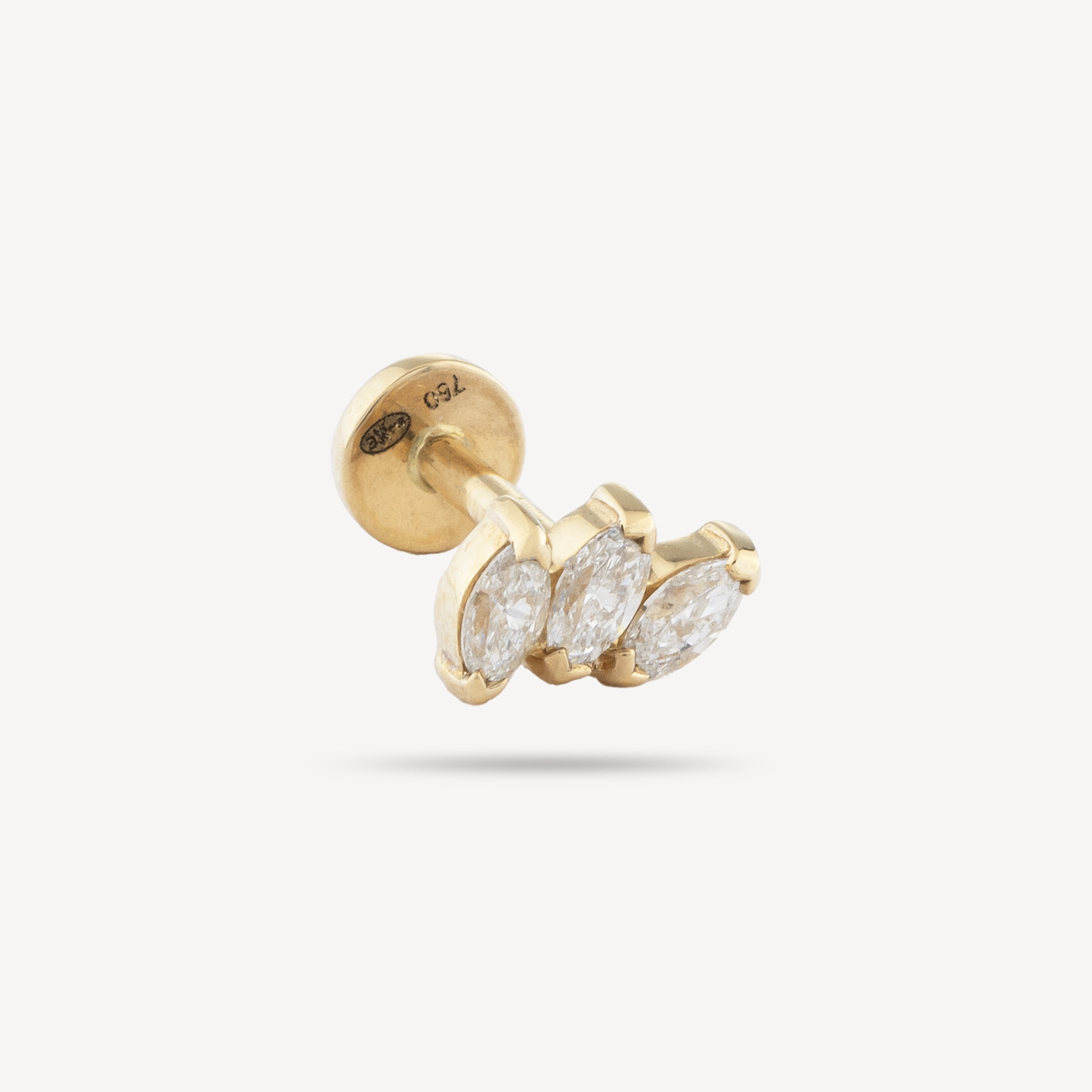 Piercing Stud Yellow Gold 3 Marquises