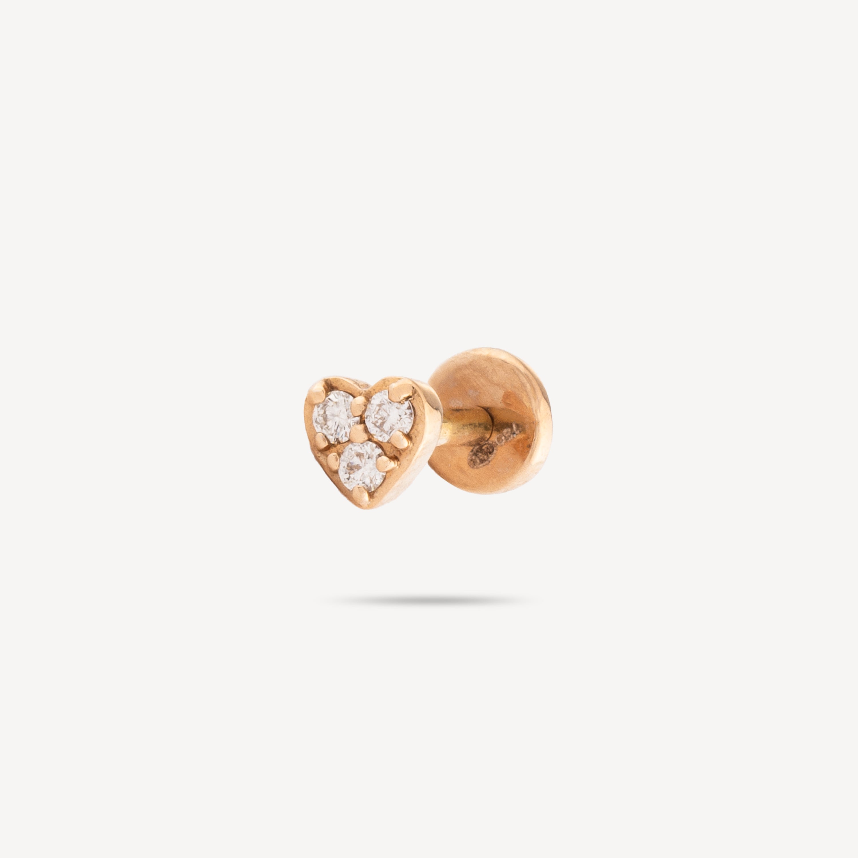 Piercing Stud Rose Gold Mini Heart Paved