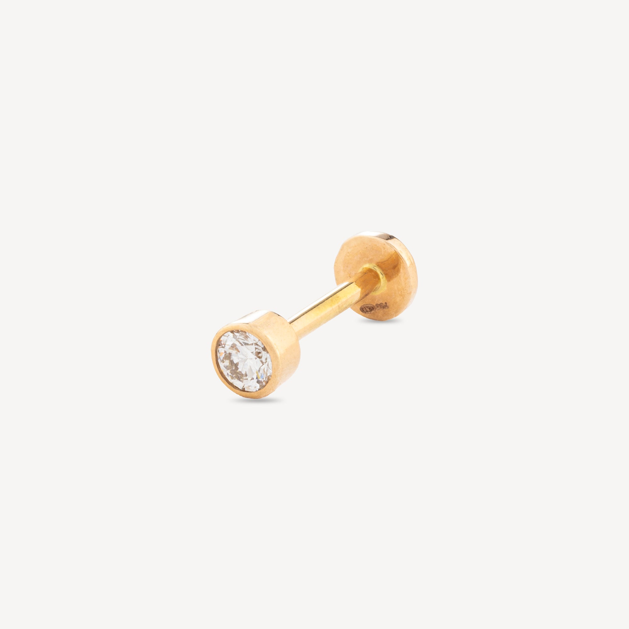 Piercing Stud Tube Rose Gold Diamond 2.5mm