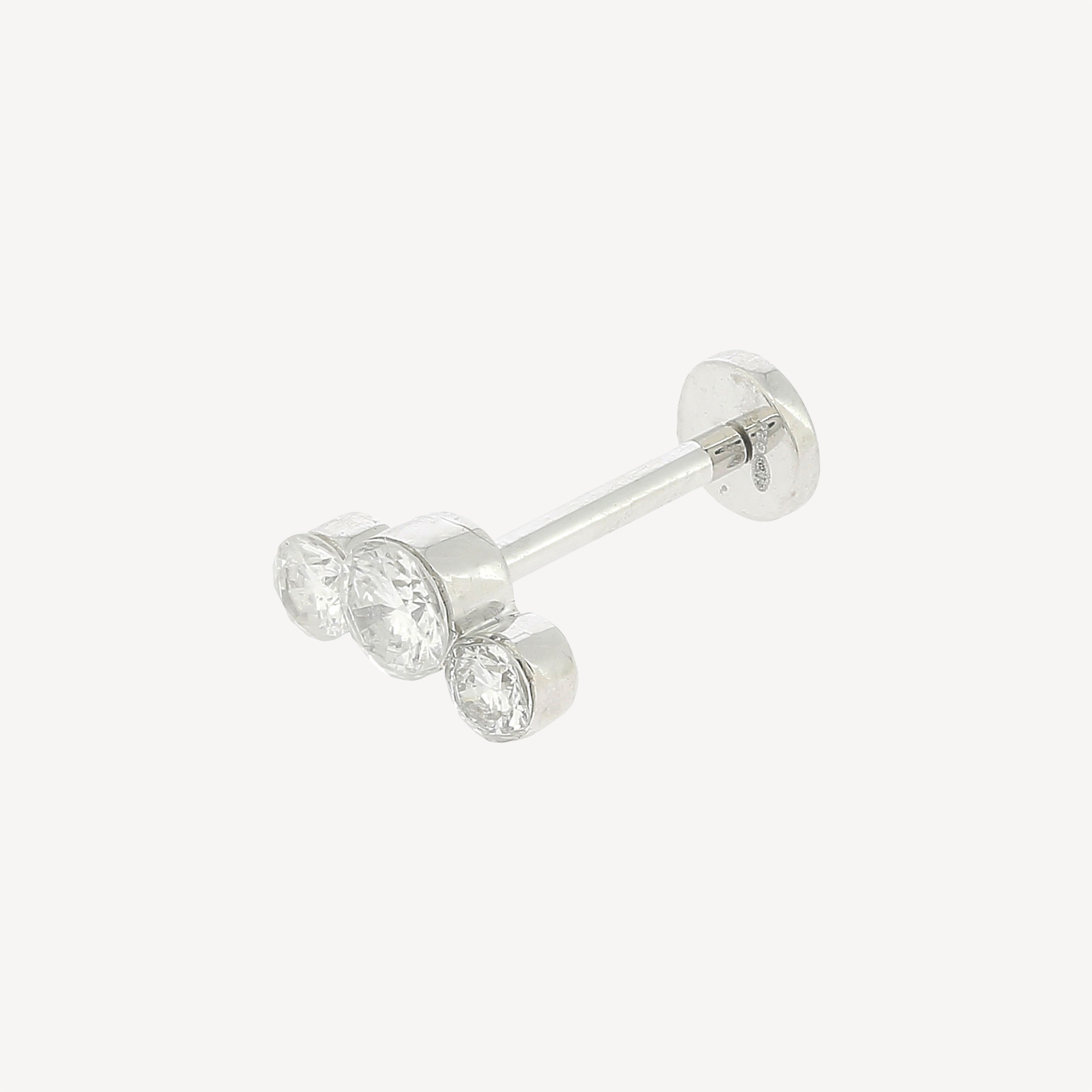 Piercing Stud trilogy diamonds white gold