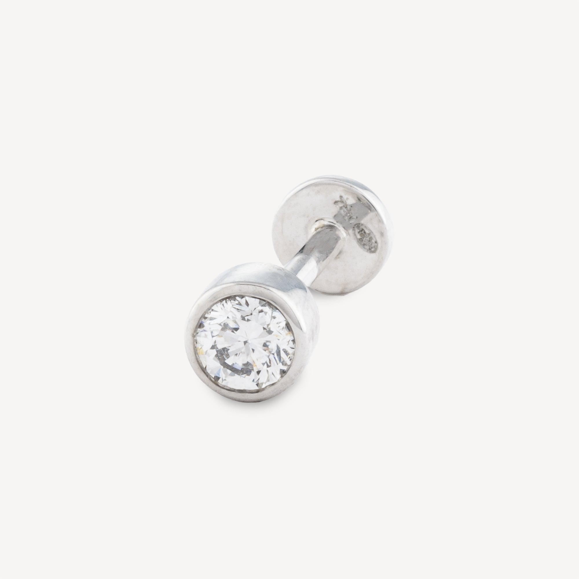 Piercing Stud Tube White Gold Diamond 3mm Closed Set