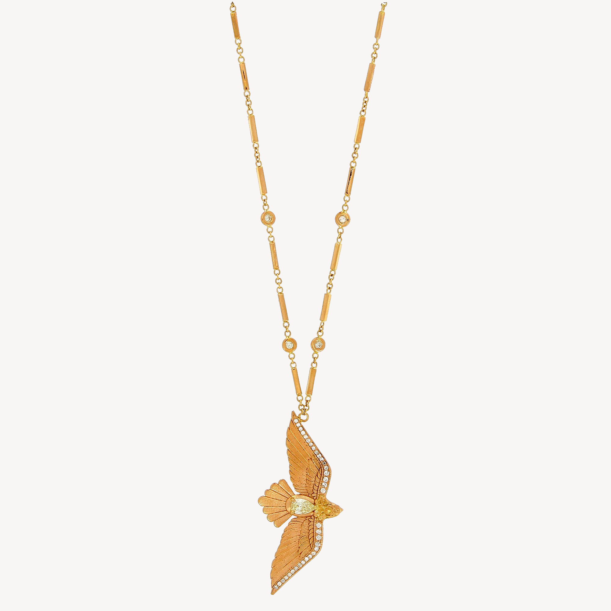 Teardrop Diamond Flying Bird Necklace