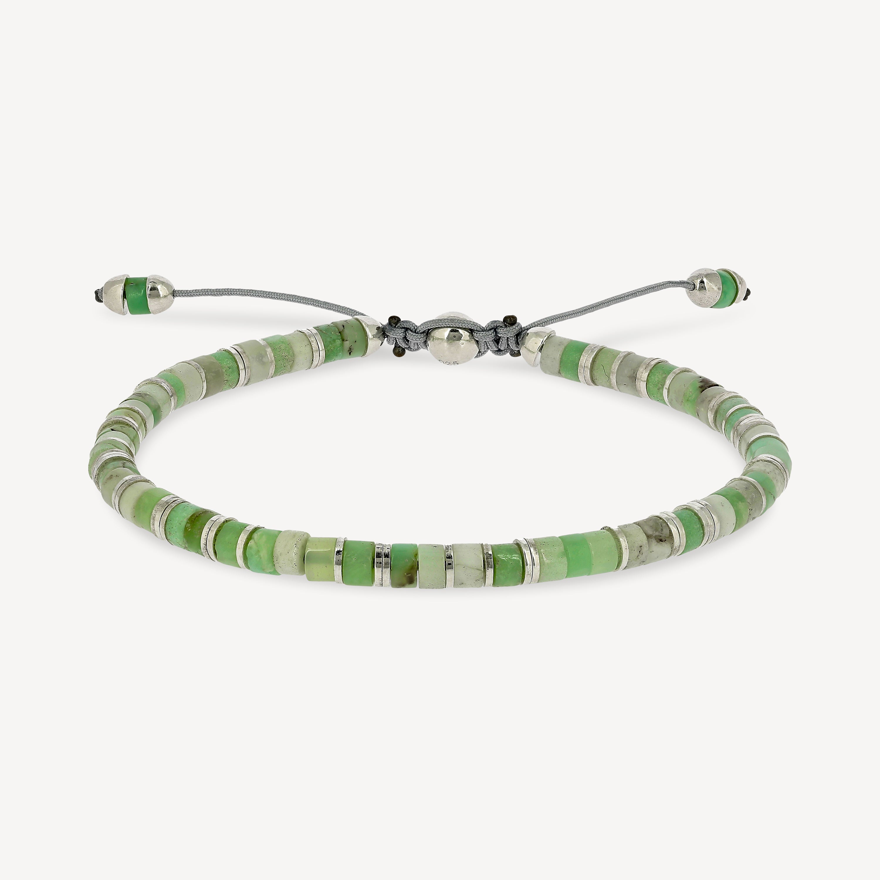 Tucson Silver Chrysoprase Gemstone Bracelet