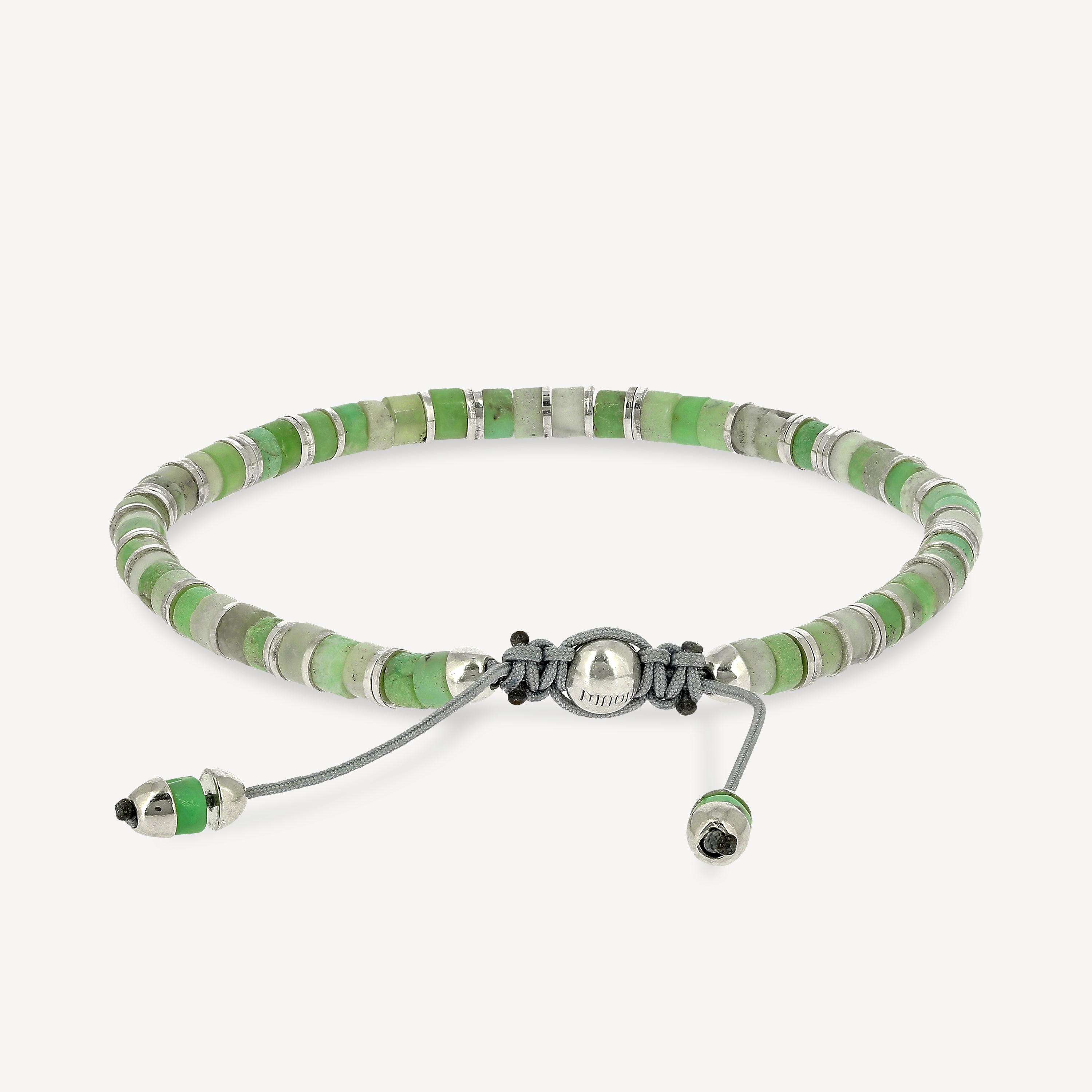 Tucson Silver Chrysoprase Gemstone Bracelet