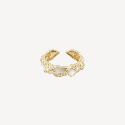 Edgy Simple White Mother of Pearl ring