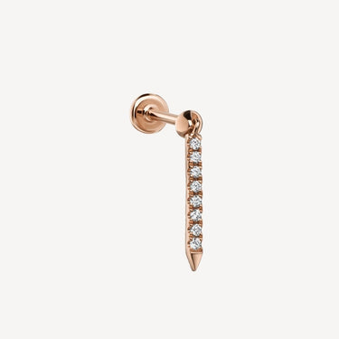 Stud Earring Diamond Eternity Bar Charm Threaded Rose Gold