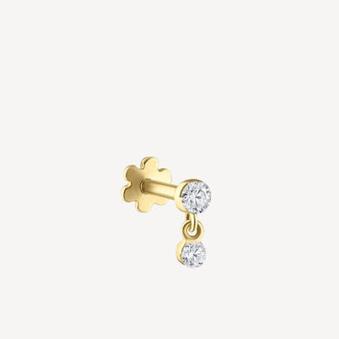 Stud Invisible Earring Set Diamond Dangle Threaded Yellow Gold