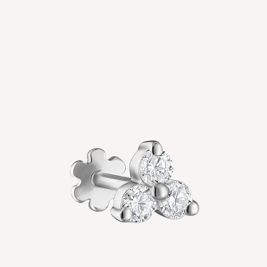 Stud Earring Diamond Trinity Threaded White Gold