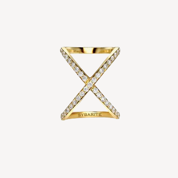 Yellow Gold Cross Kiss Ring