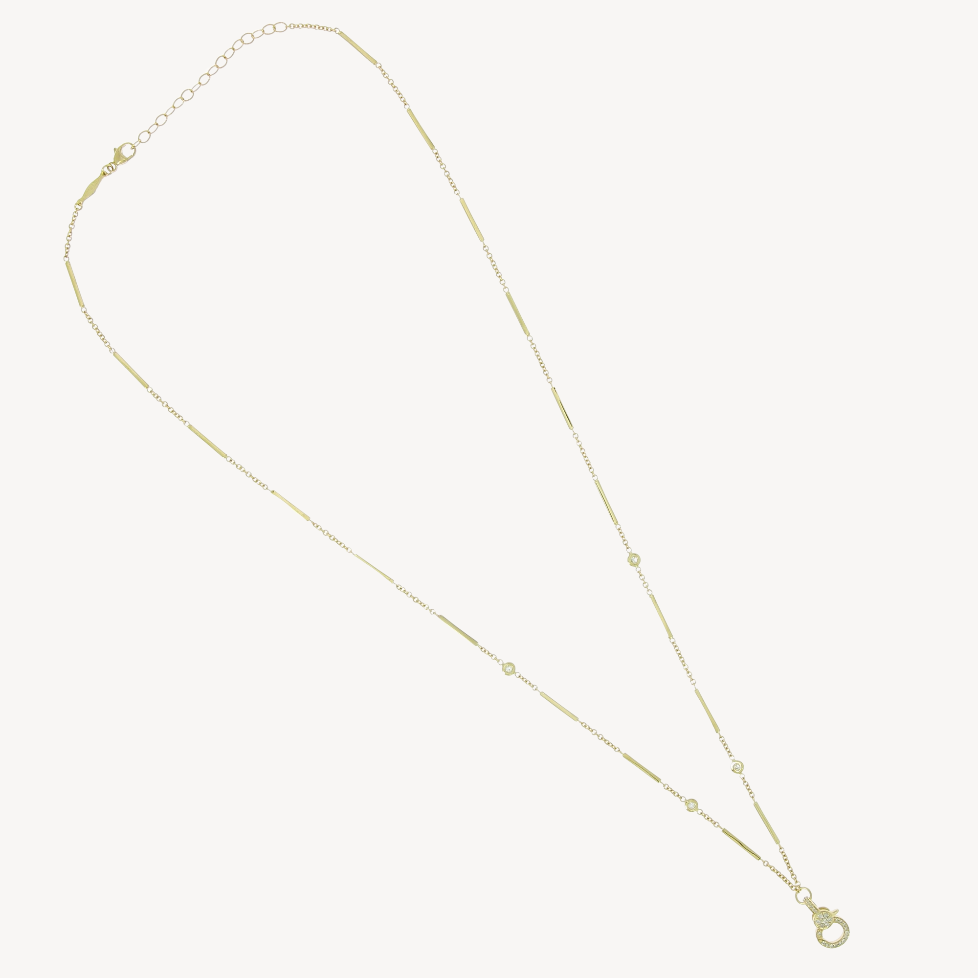 Yellow gold diamond-paved charms necklace