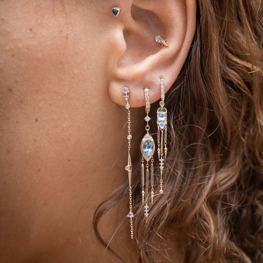 Moonstones and Diamonds Long Dangling earring