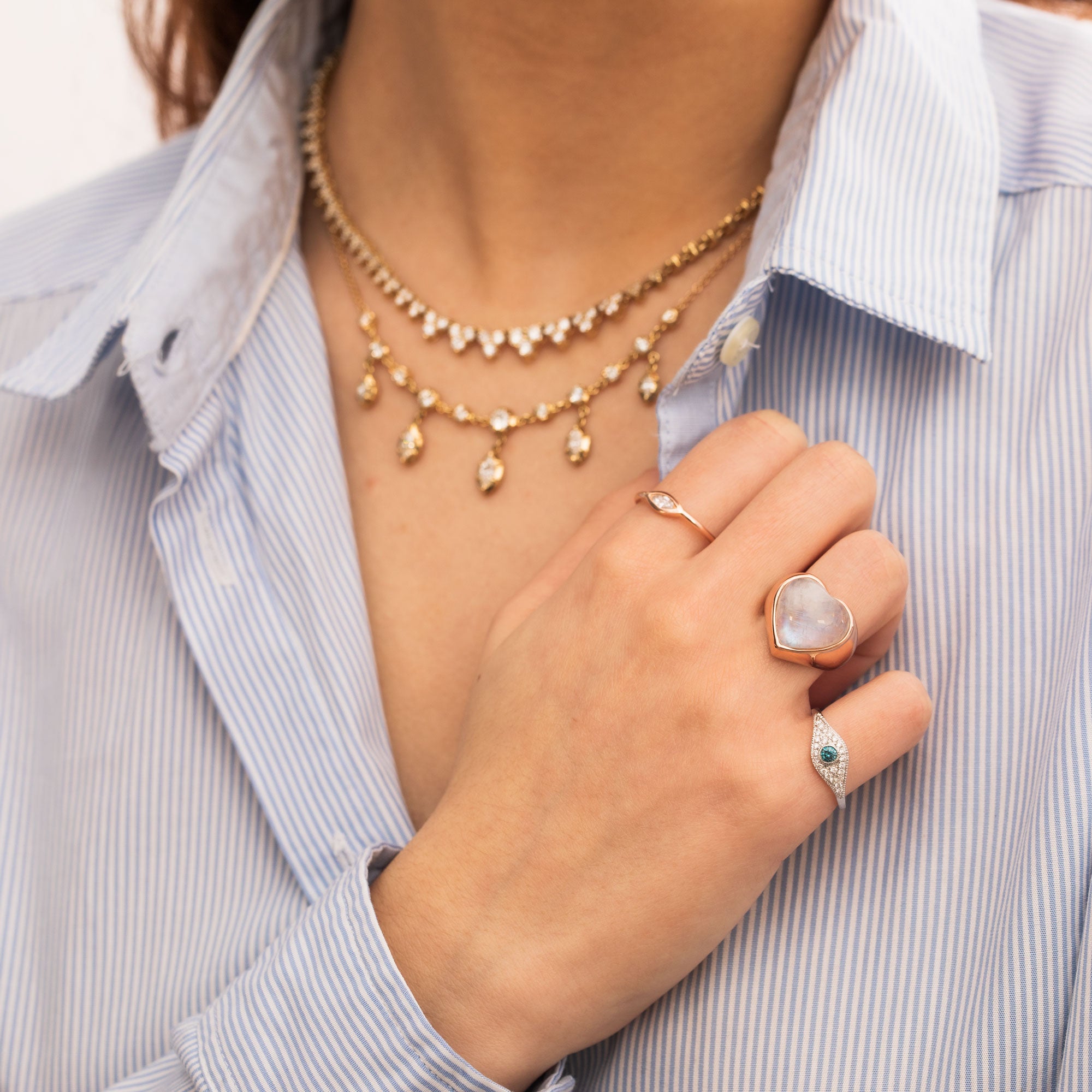 Large Bezel Moonstone Heart ring