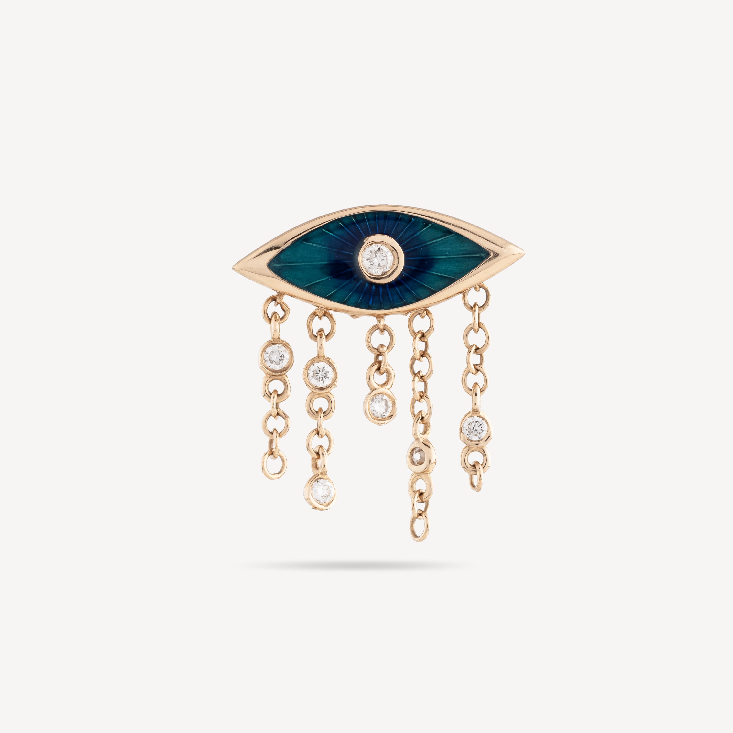 Mittelgroßer Diamant-Evil-Eye-Kettenohrring