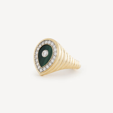 Drop Malachite Diamond Ring